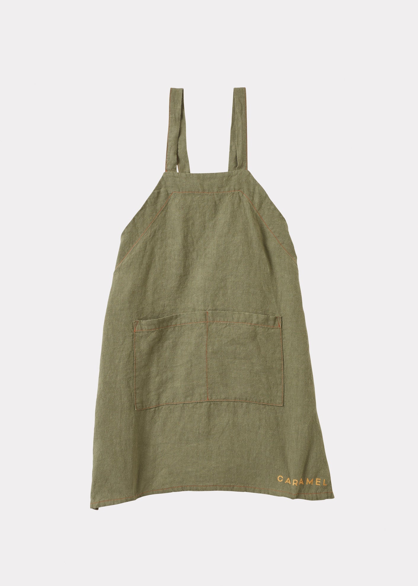 LINEN APRON KHAKI GREEN