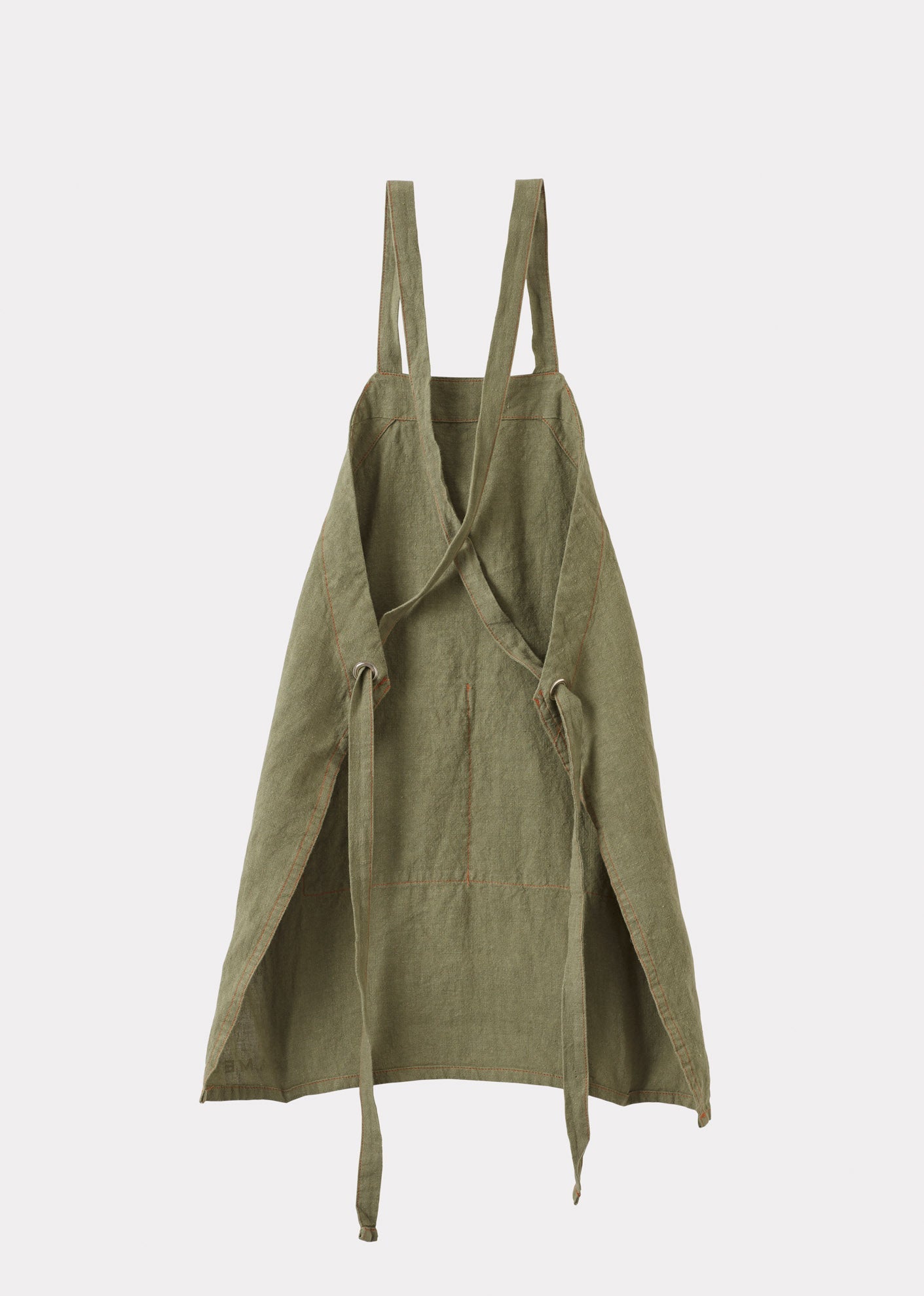 LINEN APRON KHAKI GREEN