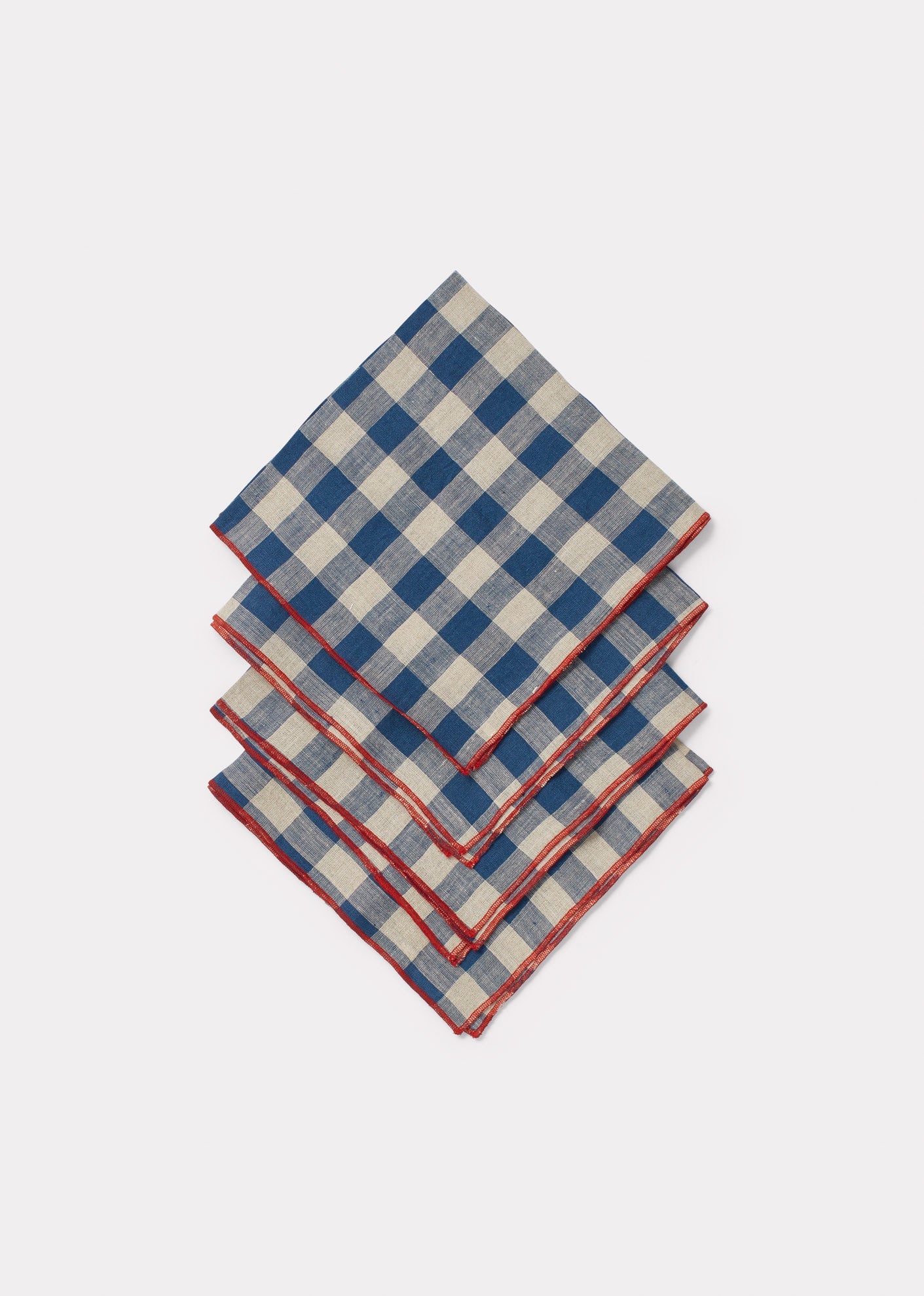 NAPKIN SET BLUE CHECK