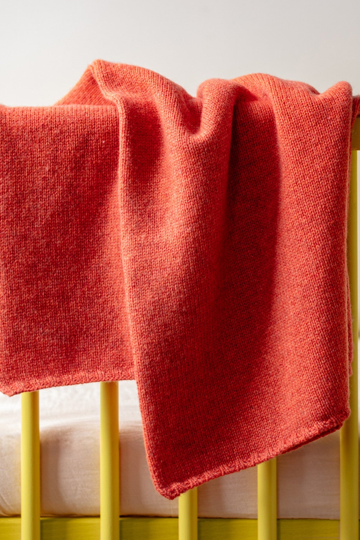 BABY KNITTED BLANKET 85 X 68CM - CORAL