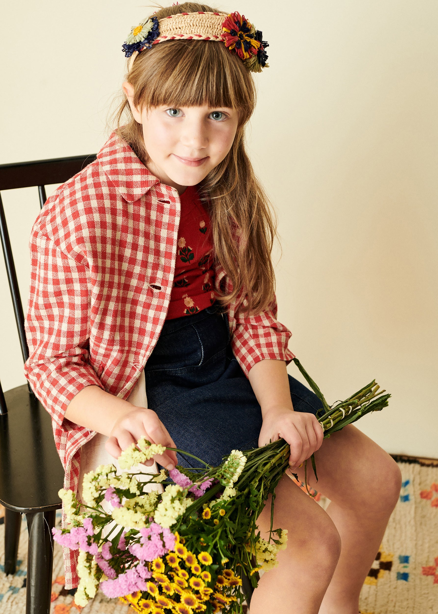 RAFFIA ROSETTE HEAD BAND - MULTI