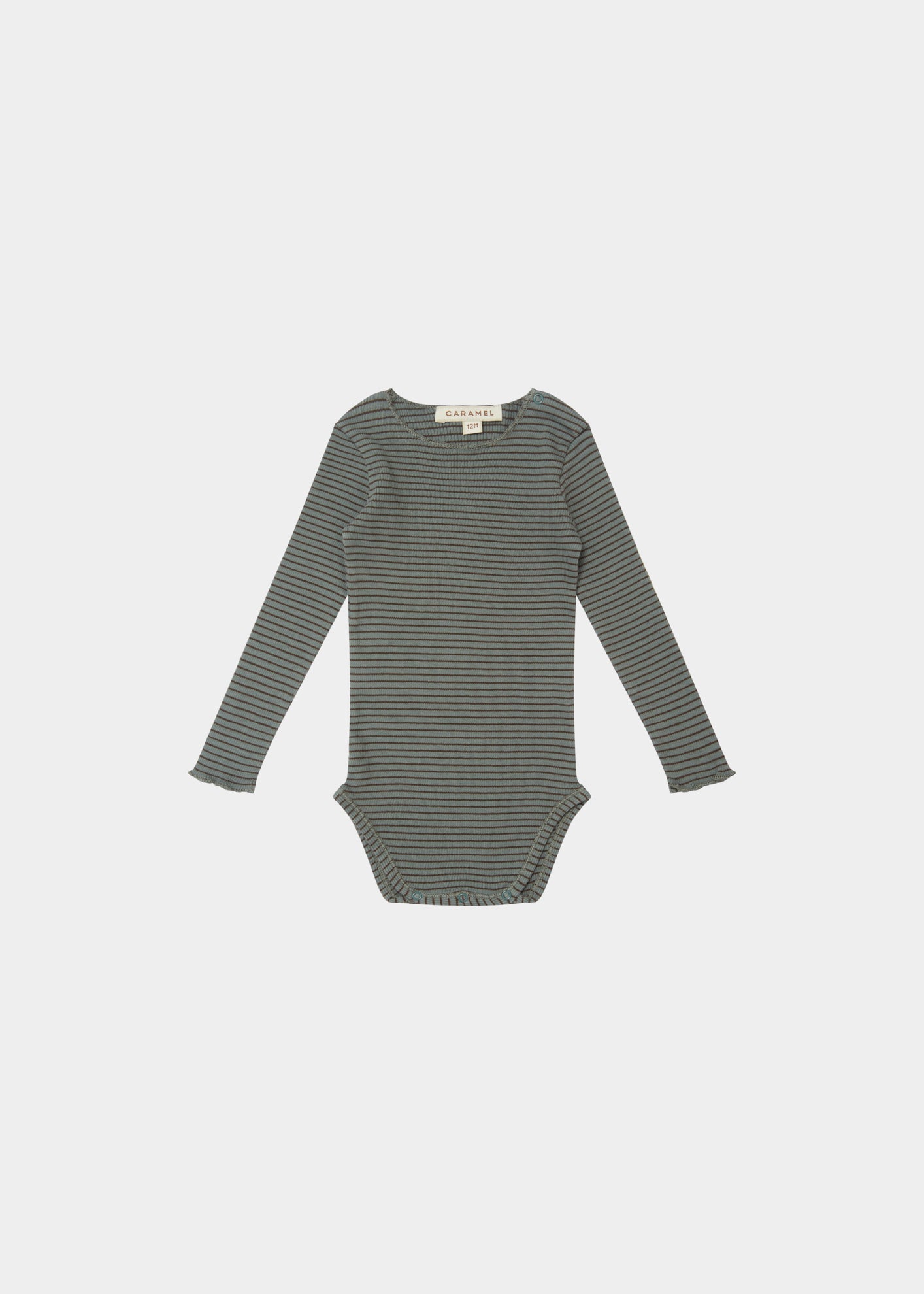 HANAU BABY ROMPER - SPRUCE/CHOCOLATE STRIPE