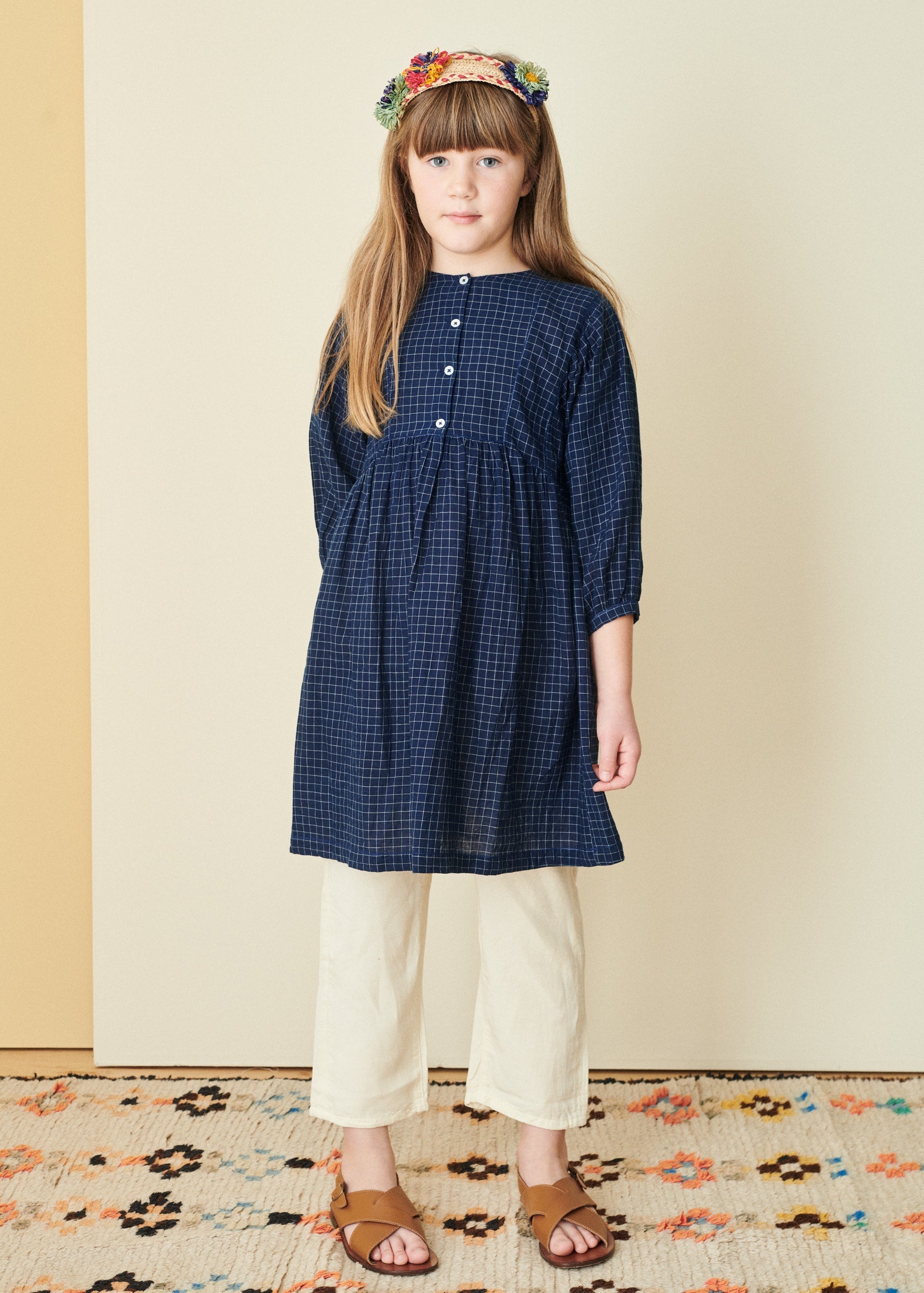 YARROW DRESS - NAVY YARD DYED CHECK