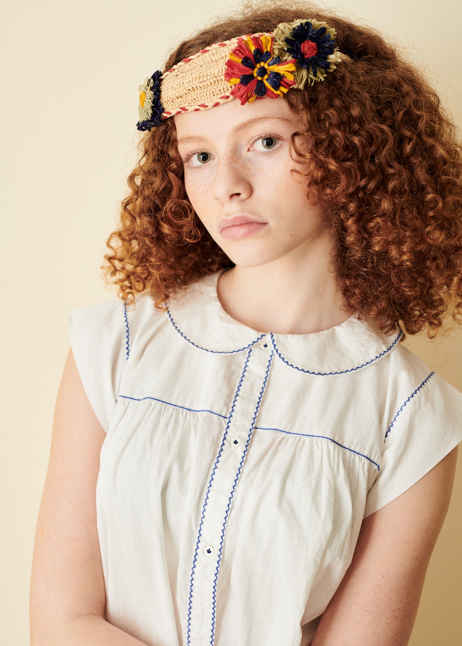 RAFFIA ROSETTE HEAD BAND - MULTI