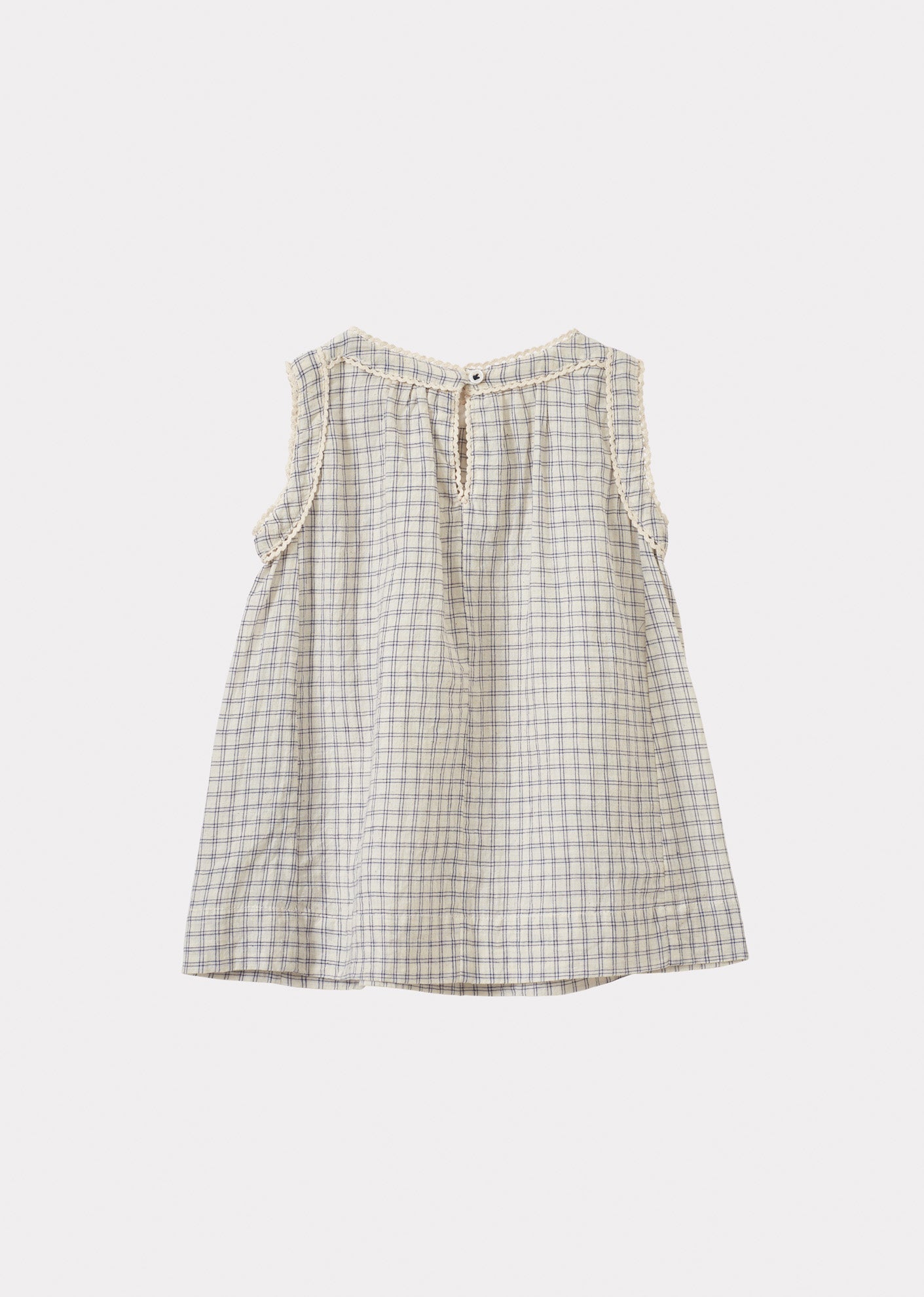 GINGER BABY DRESS - WHITE/NAVY CHECK