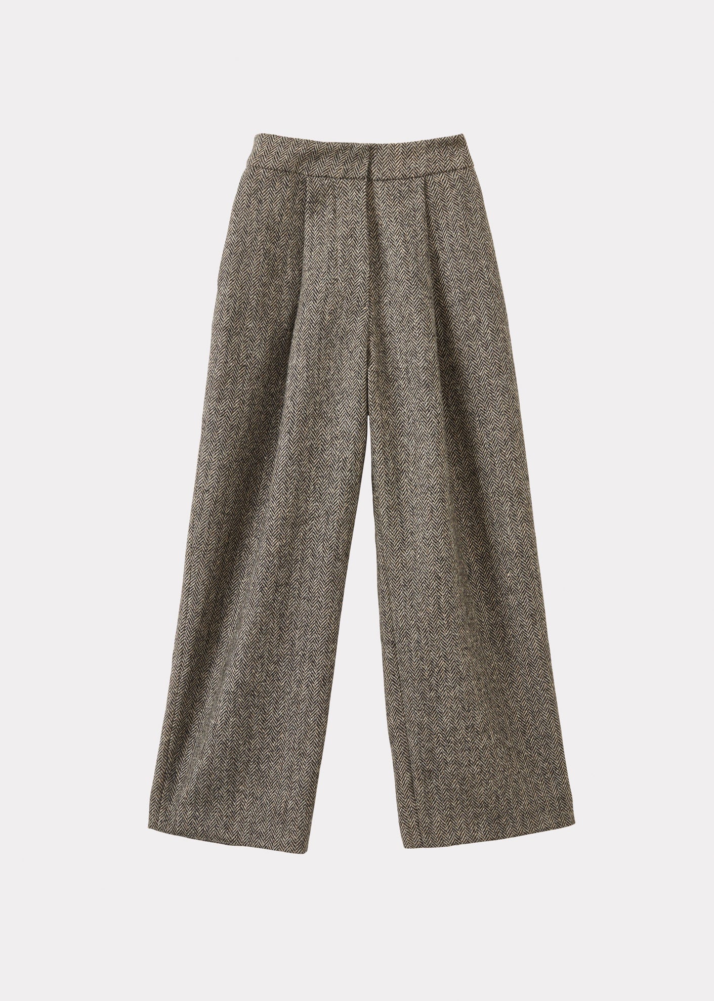 WOMAN PLEAT TROUSER - HERRINGBONE