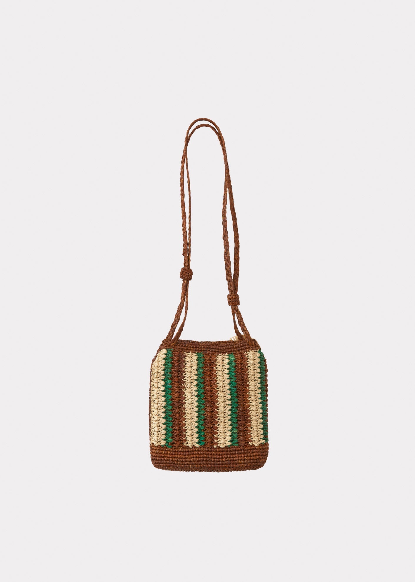 RAFFIA CROCHET BAG - BROWN/GREEN