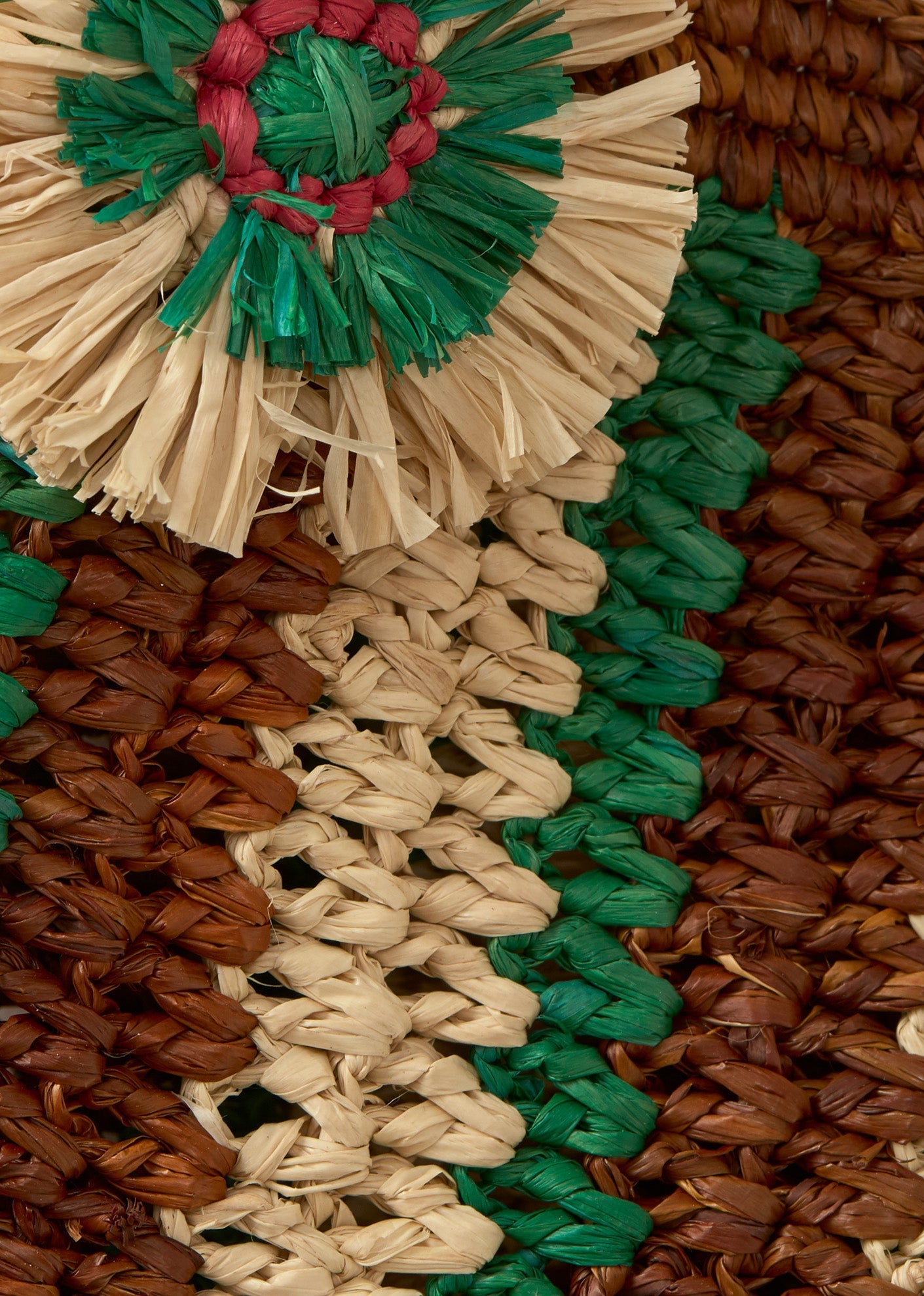 RAFFIA CROCHET BAG - BROWN/GREEN