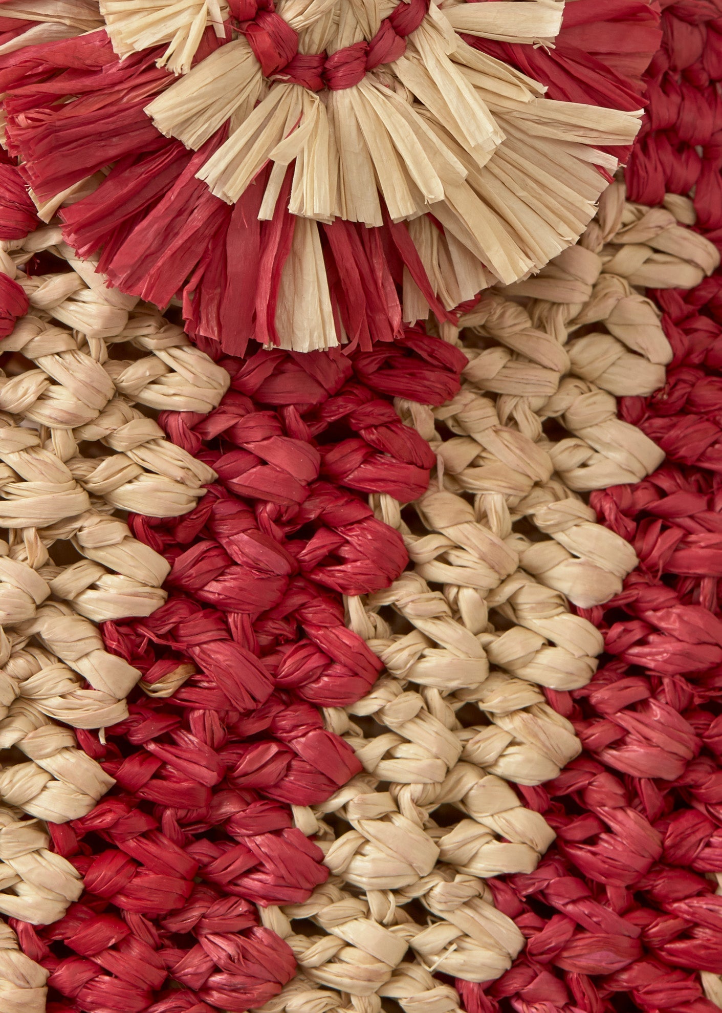 RAFFIA CROCHET BAG - FUCHSIA/NATURAL