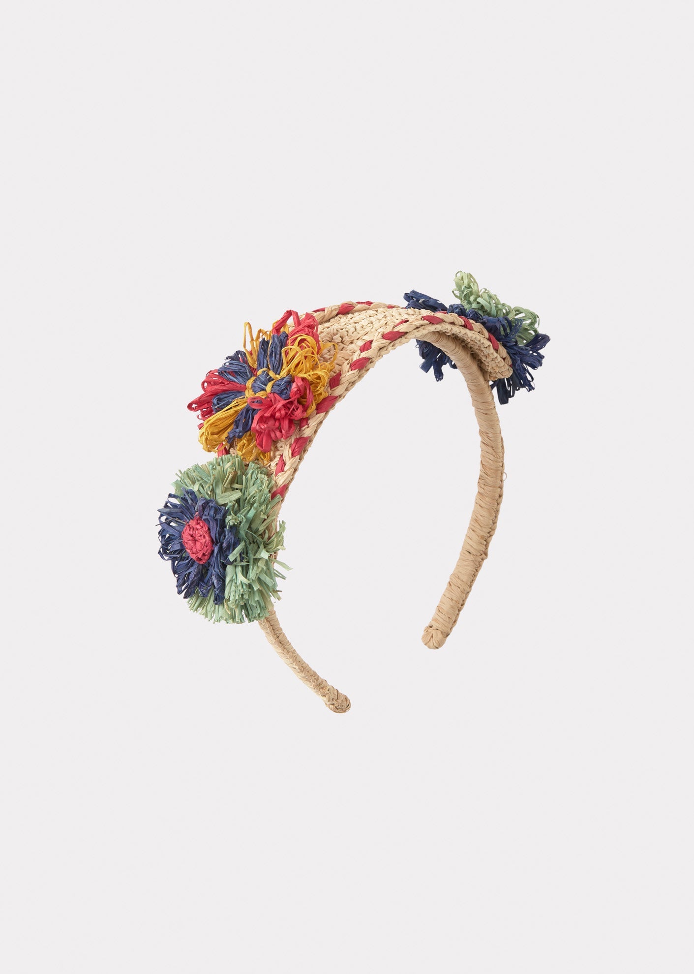 RAFFIA ROSETTE HEAD BAND - MULTI