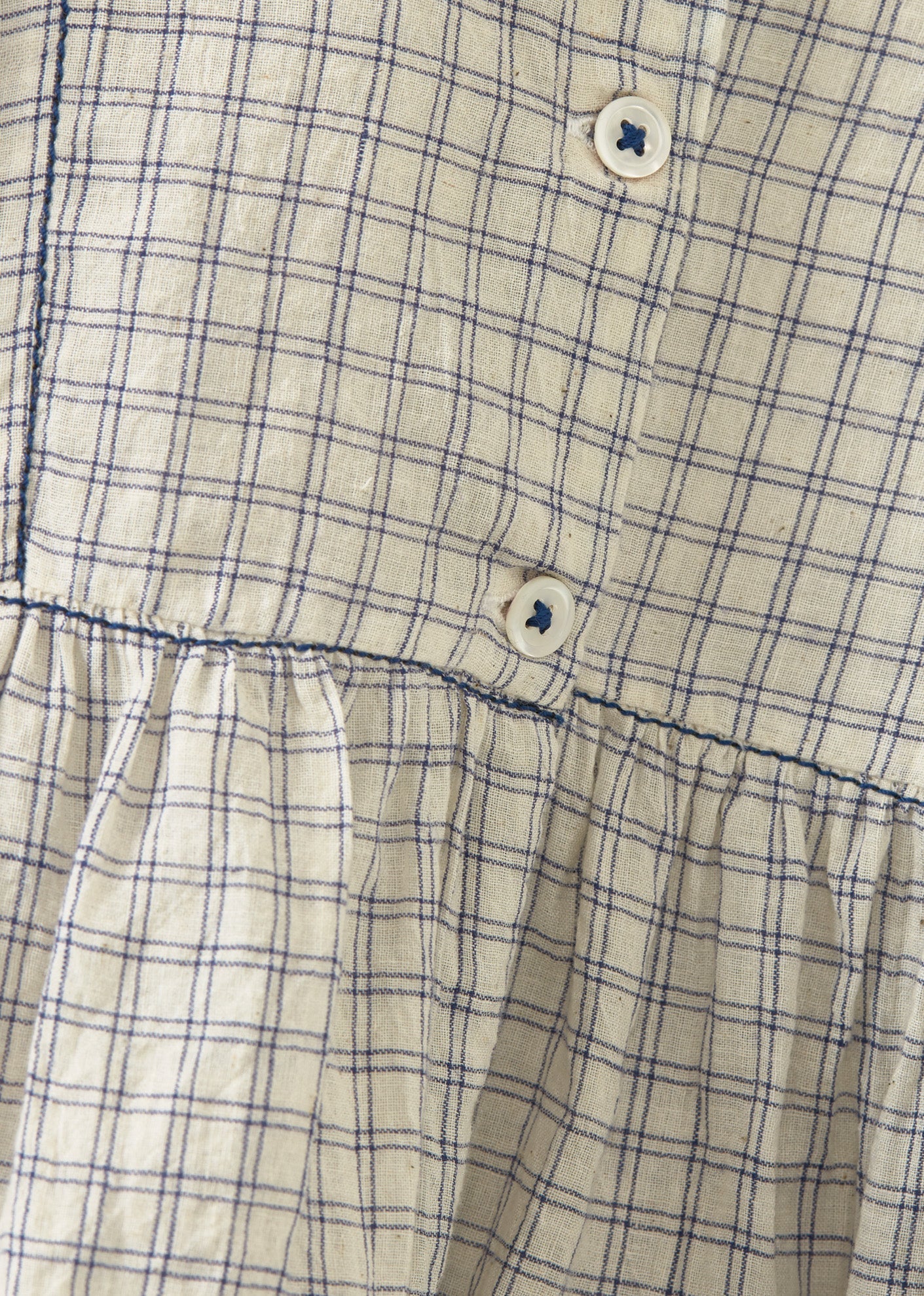 YARROW DRESS - WHITE/NAVY CHECK