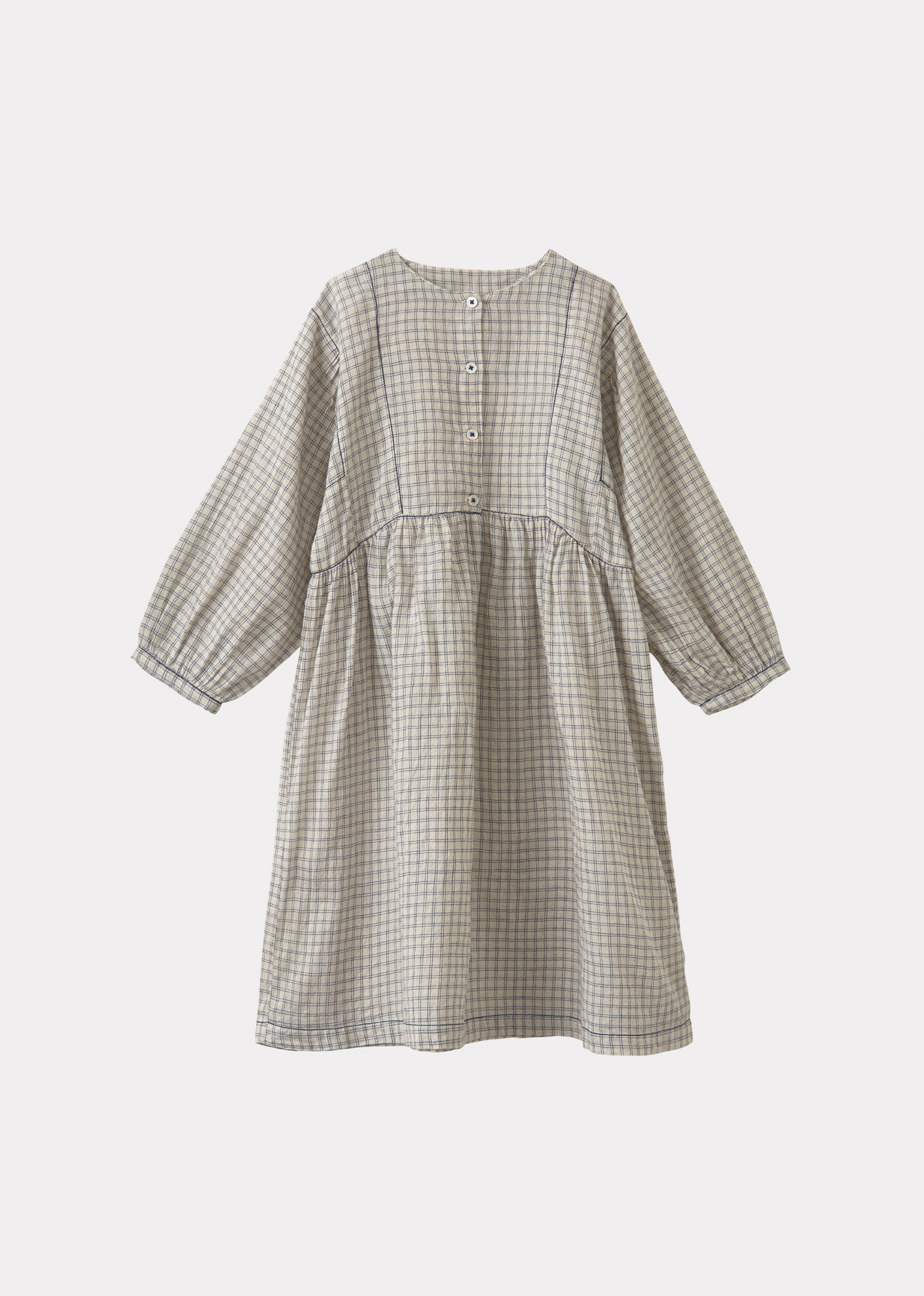 YARROW DRESS - WHITE/NAVY CHECK