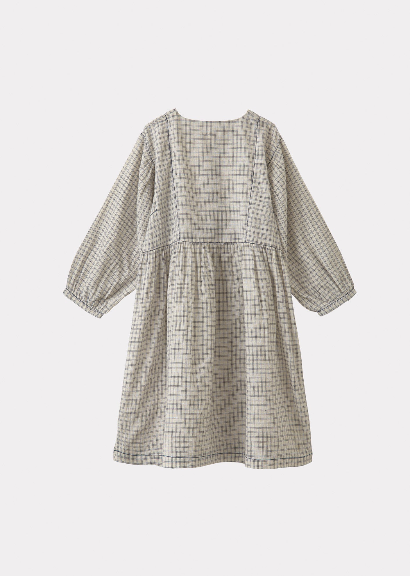 YARROW DRESS - WHITE/NAVY CHECK