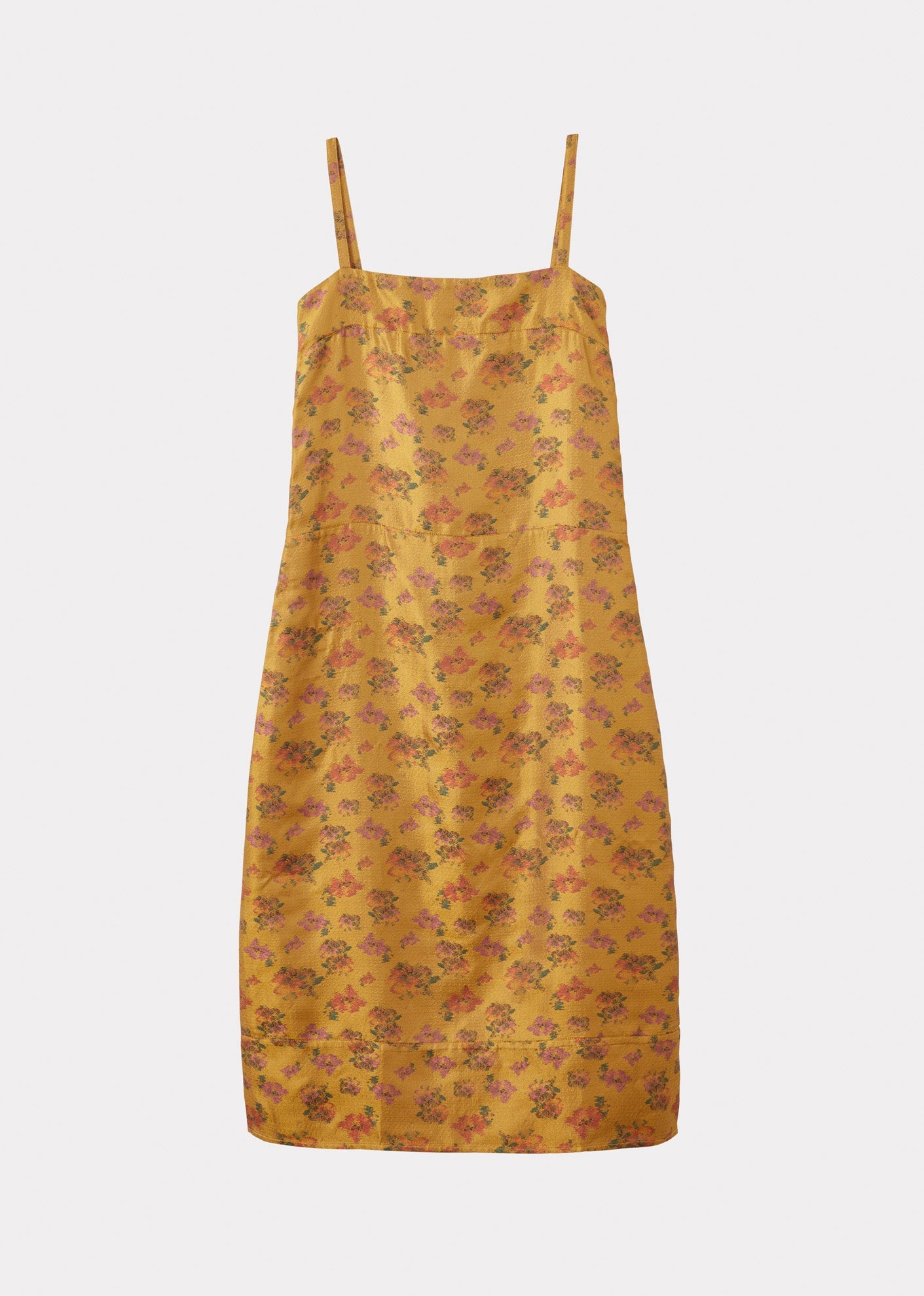 Caramel A Line Slip Dress Gold Floral Jacquard