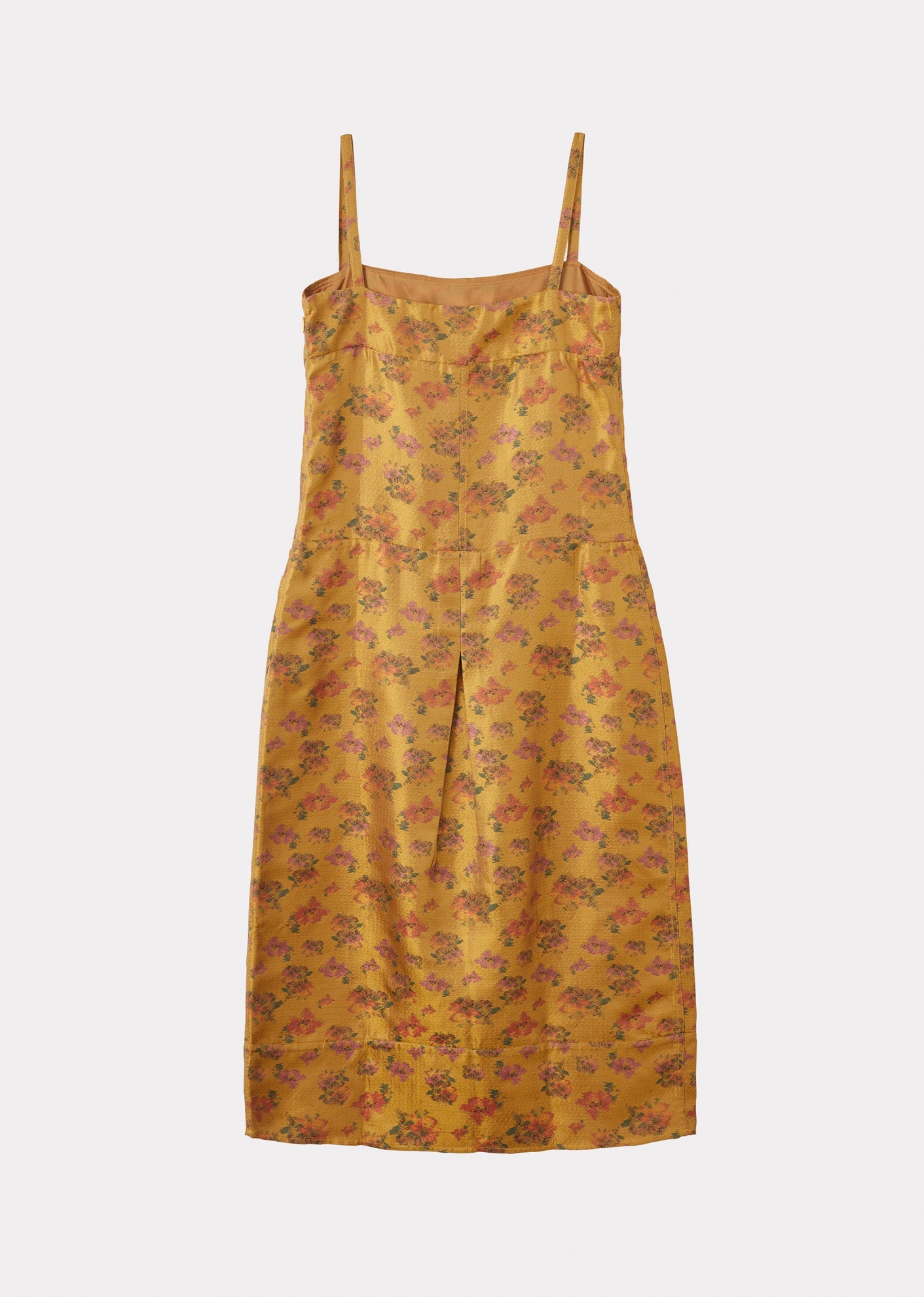 A-LINE SLIP DRESS - GOLD FLORAL JACQUARD