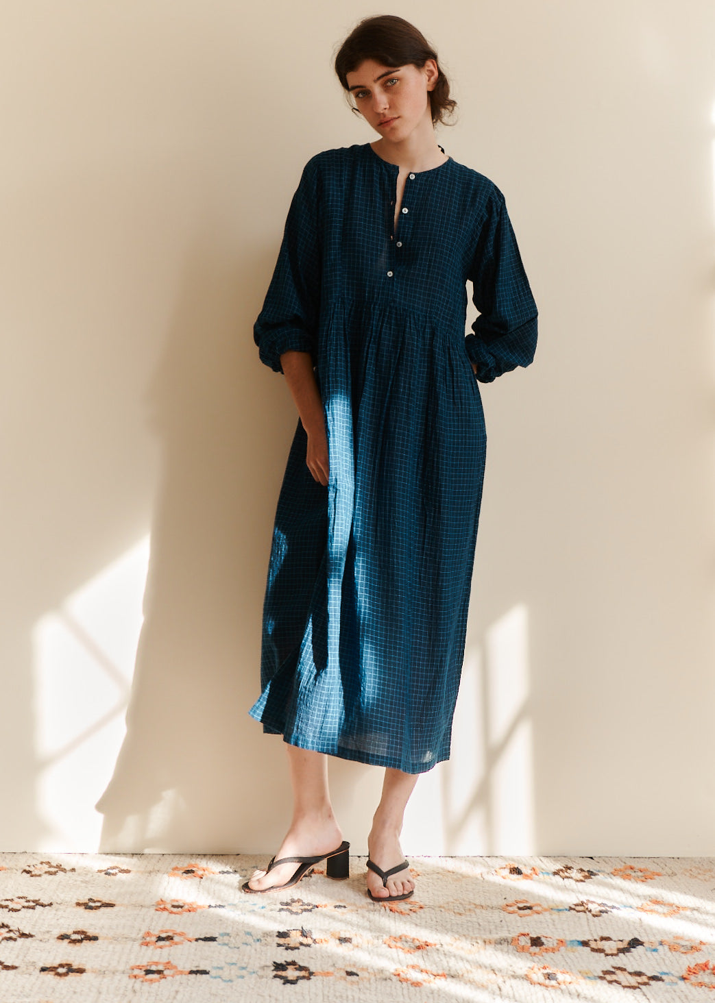 YARROW DRESS - NAVY YARD DYED CHECK