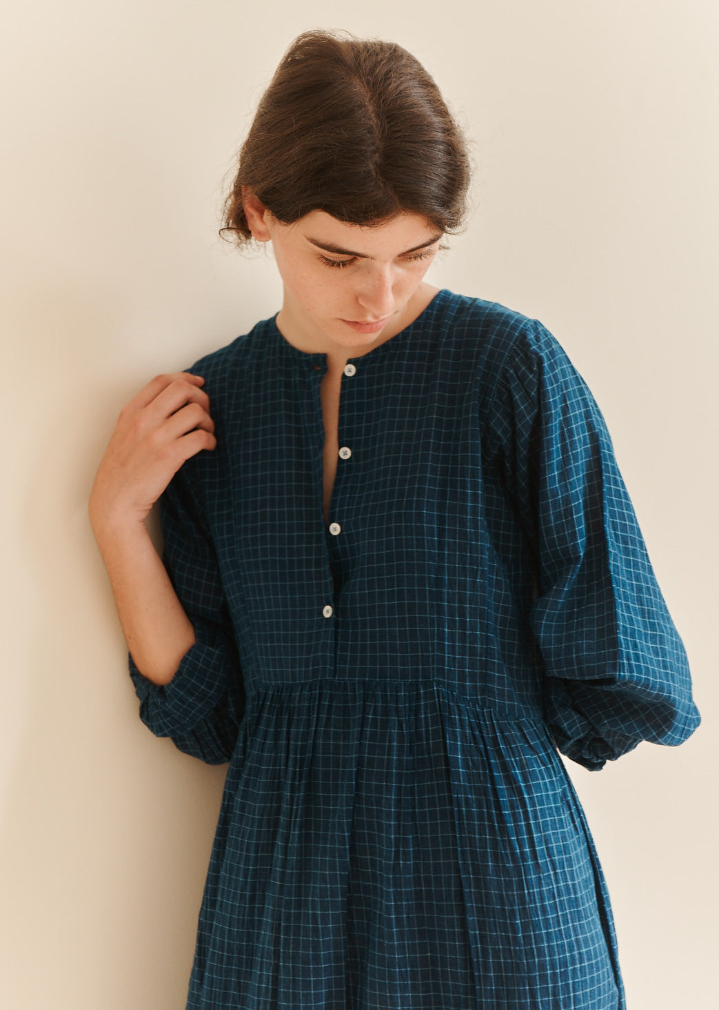 YARROW DRESS - NAVY YARD DYED CHECK