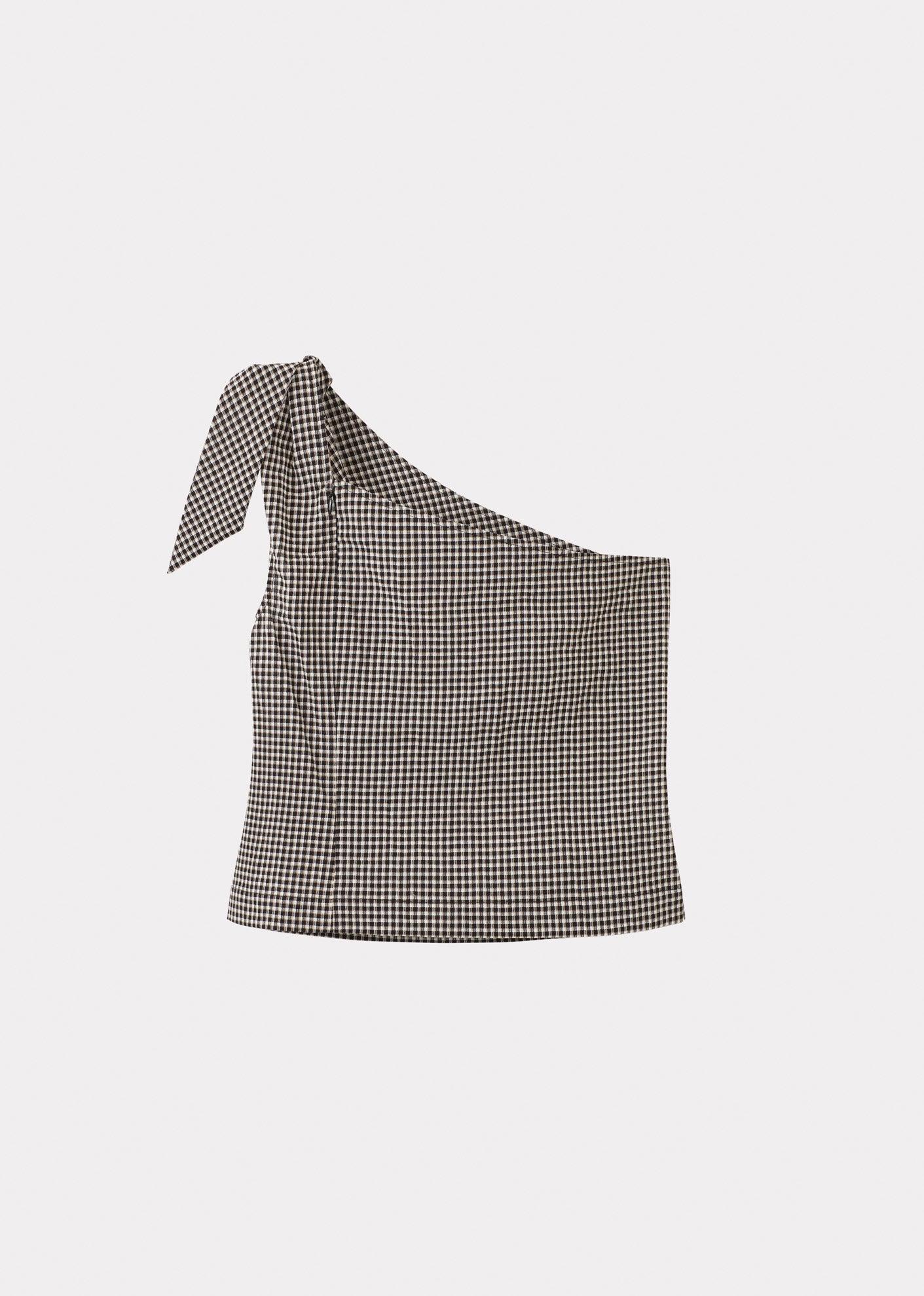 WOMAN ONE SHOULDER WOMEN TOP - BLACK WHITE CHECK