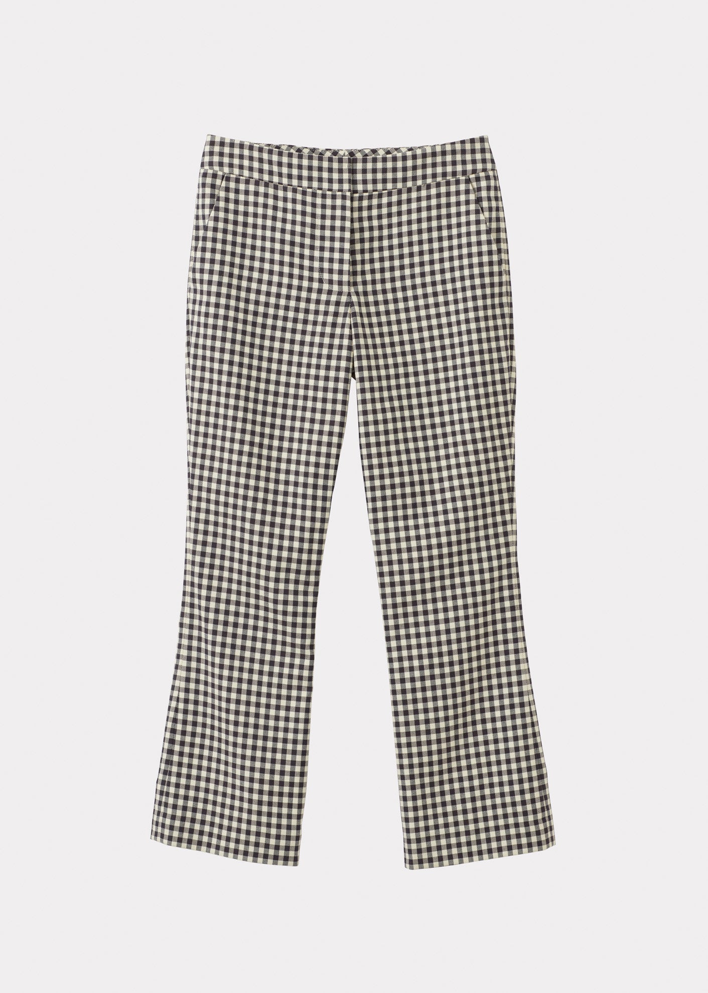 CARAMEL FLARED TROUSER - NAVY CHECK