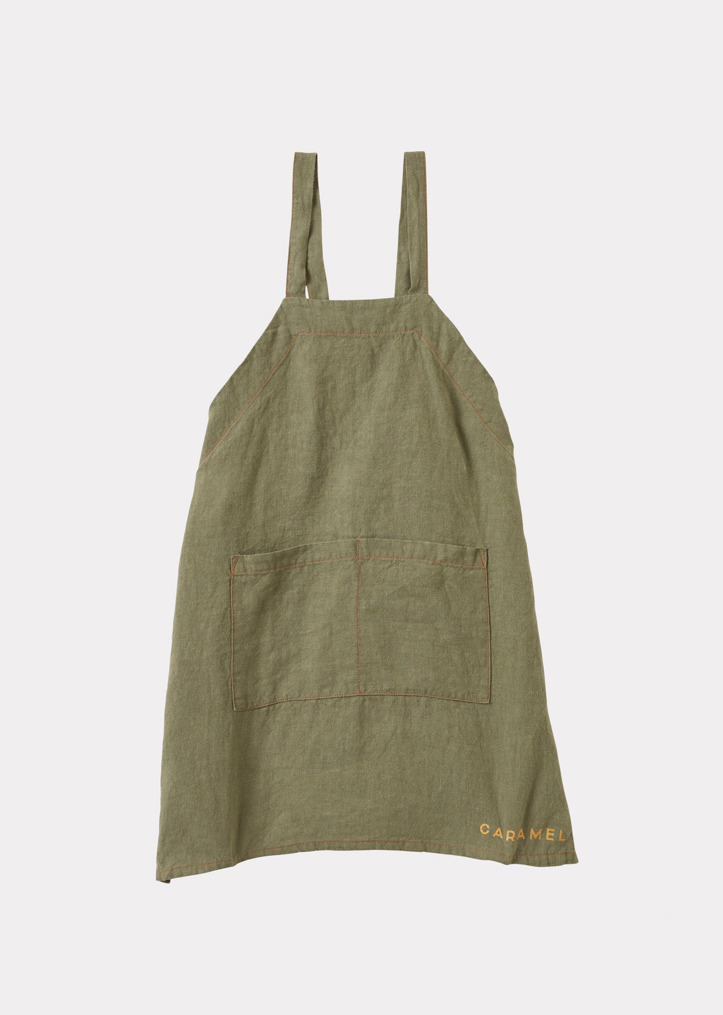 LINEN APRON KHAKI GREEN 