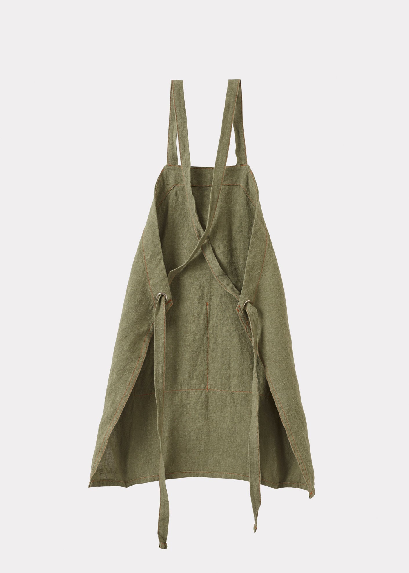 LINEN APRON KHAKI GREEN 