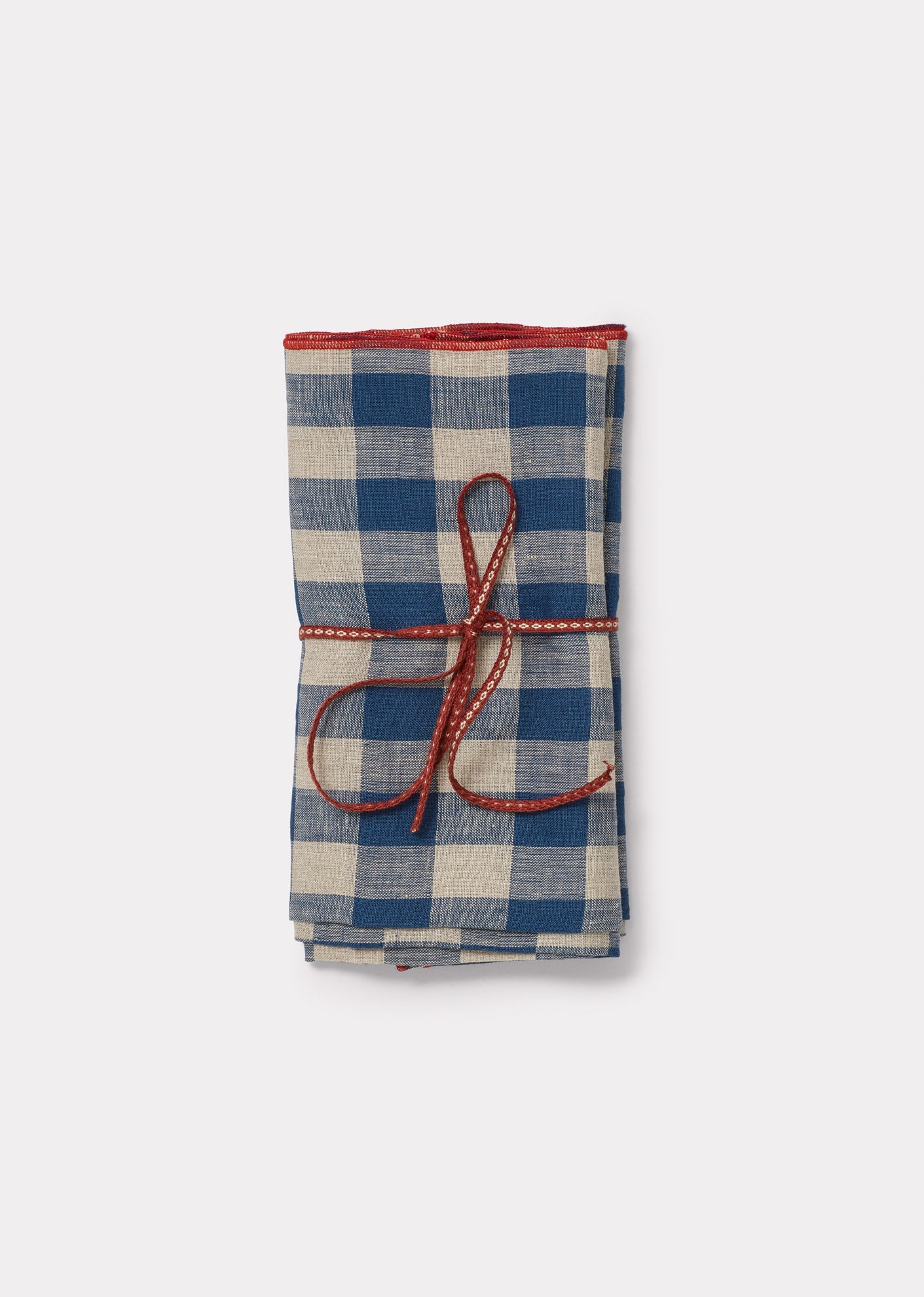 NAPKIN SET BLUE CHECK 