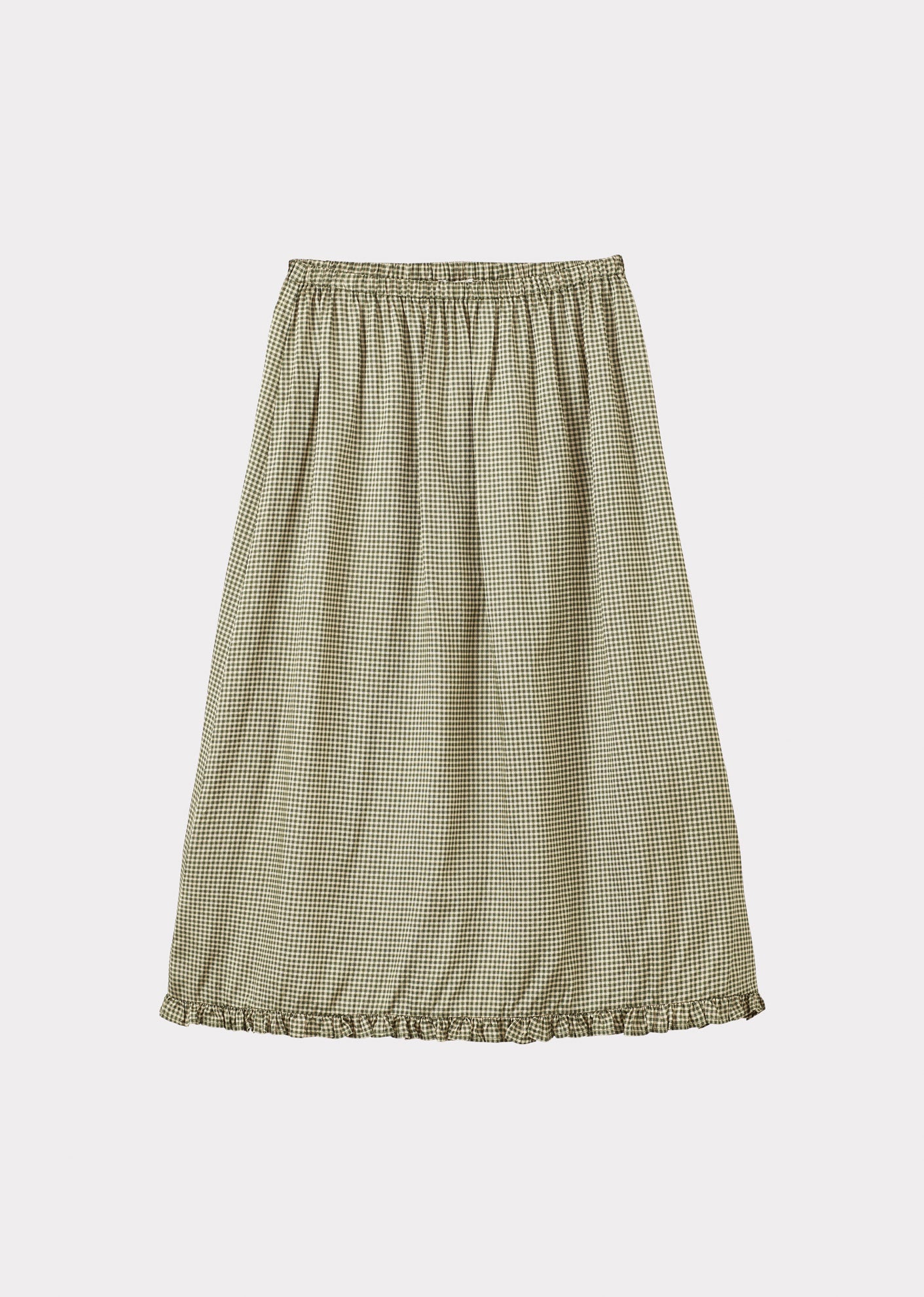 WOMAN FRILL SKIRT - GREEN GINGHAM MICROCHECK