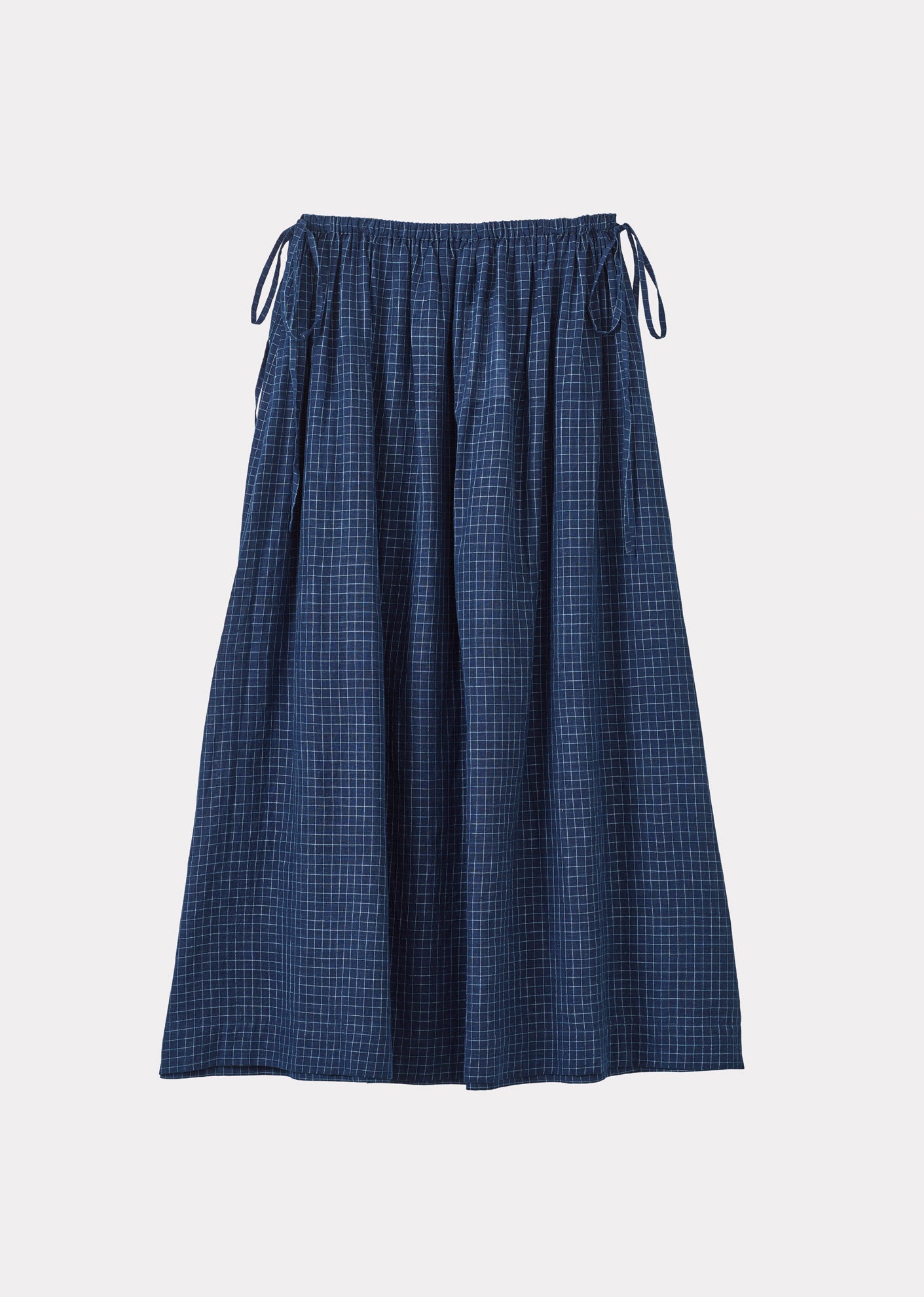 DRAWSTRING FULL SKIRT - NAVY CHECK