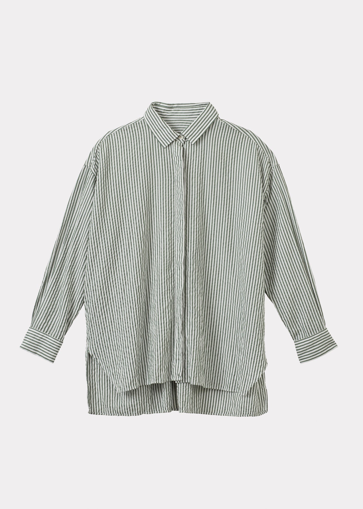 WOMAN A-LINE SHIRT - GREEN STRIPE