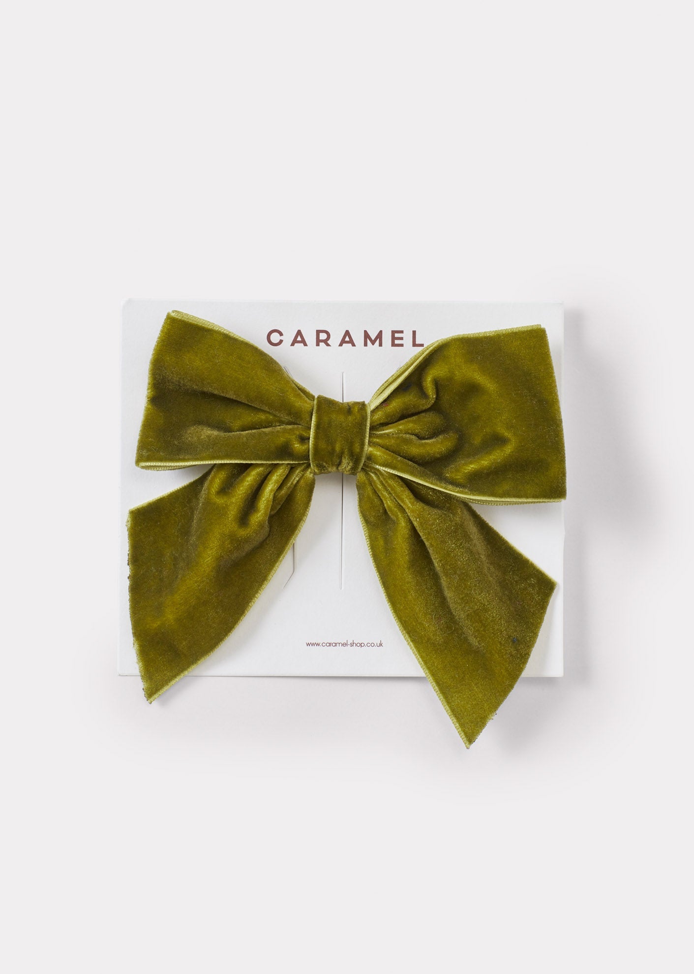 VELVET BOW PARTY HAIRCLIP - OLIVE