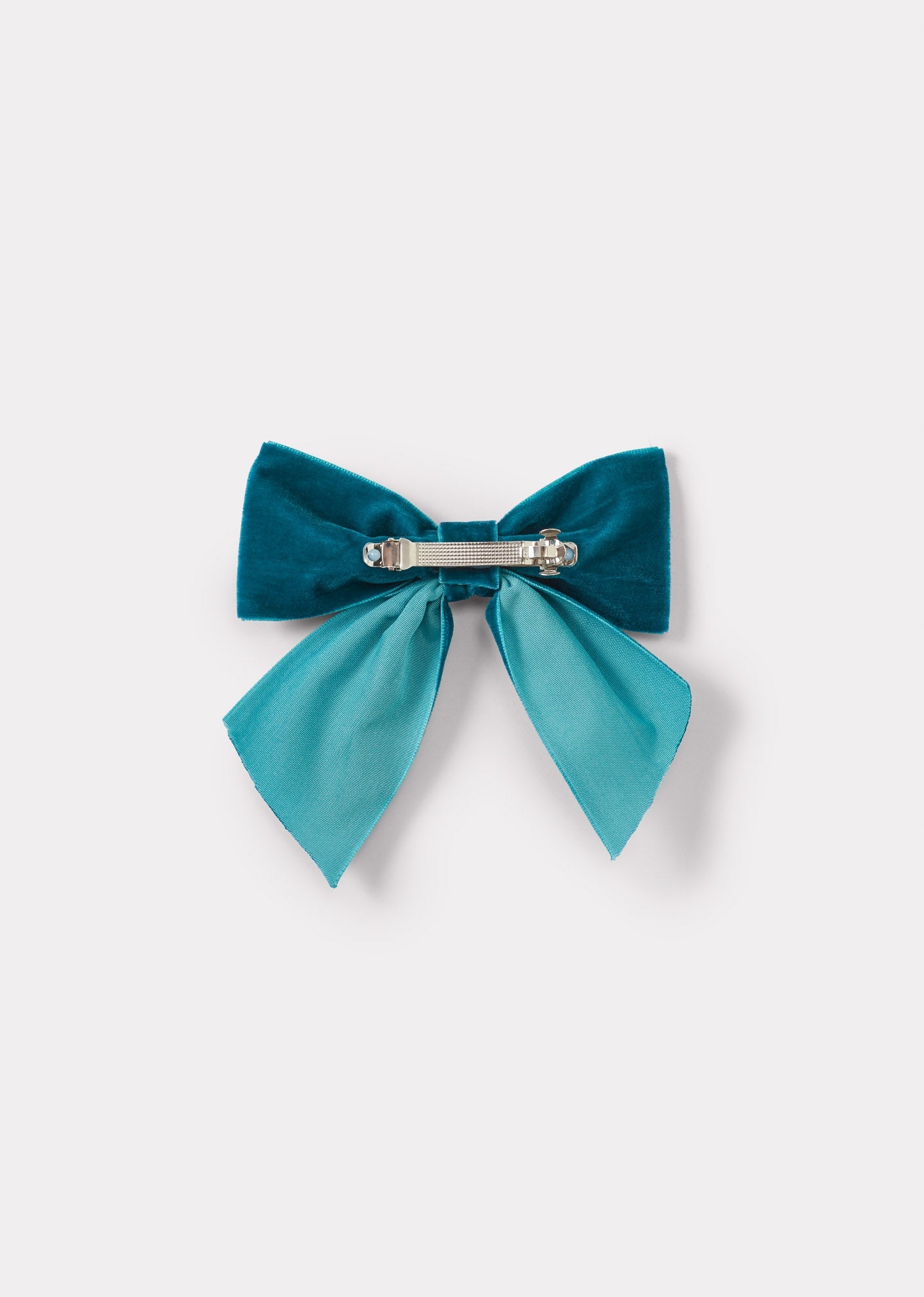 VELVET BOW PARTY HAIRCLIP - TEAL