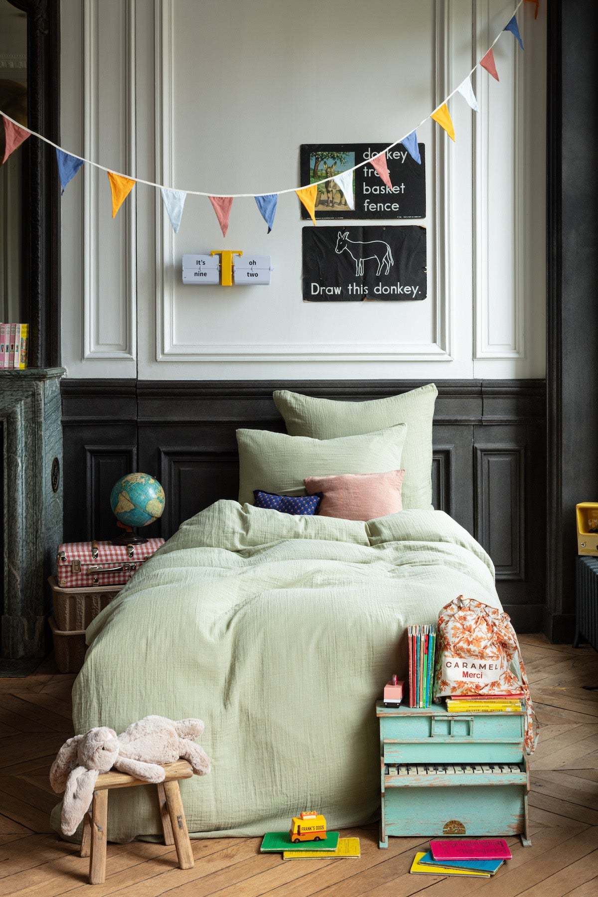 DUVET COVER DOUBLE 200 X 200 -MERCI - VERT 77 RUE DE VARENNE