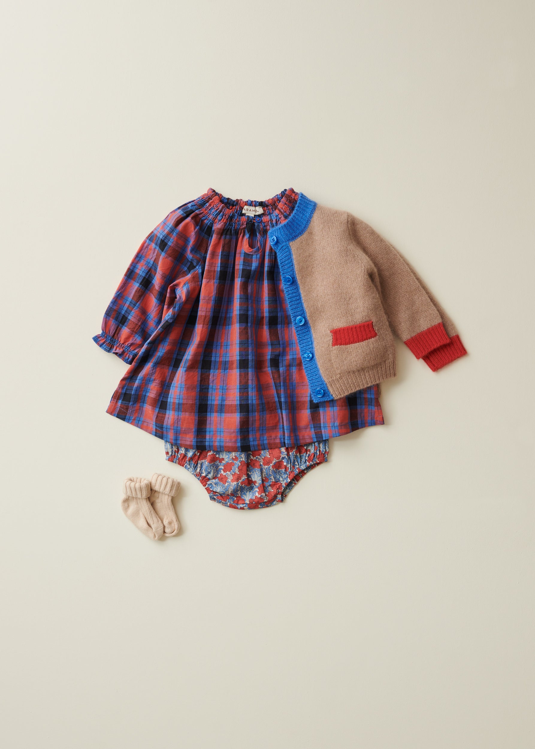 AROWANA BABY DRESS - RED/BLUE TARTAN