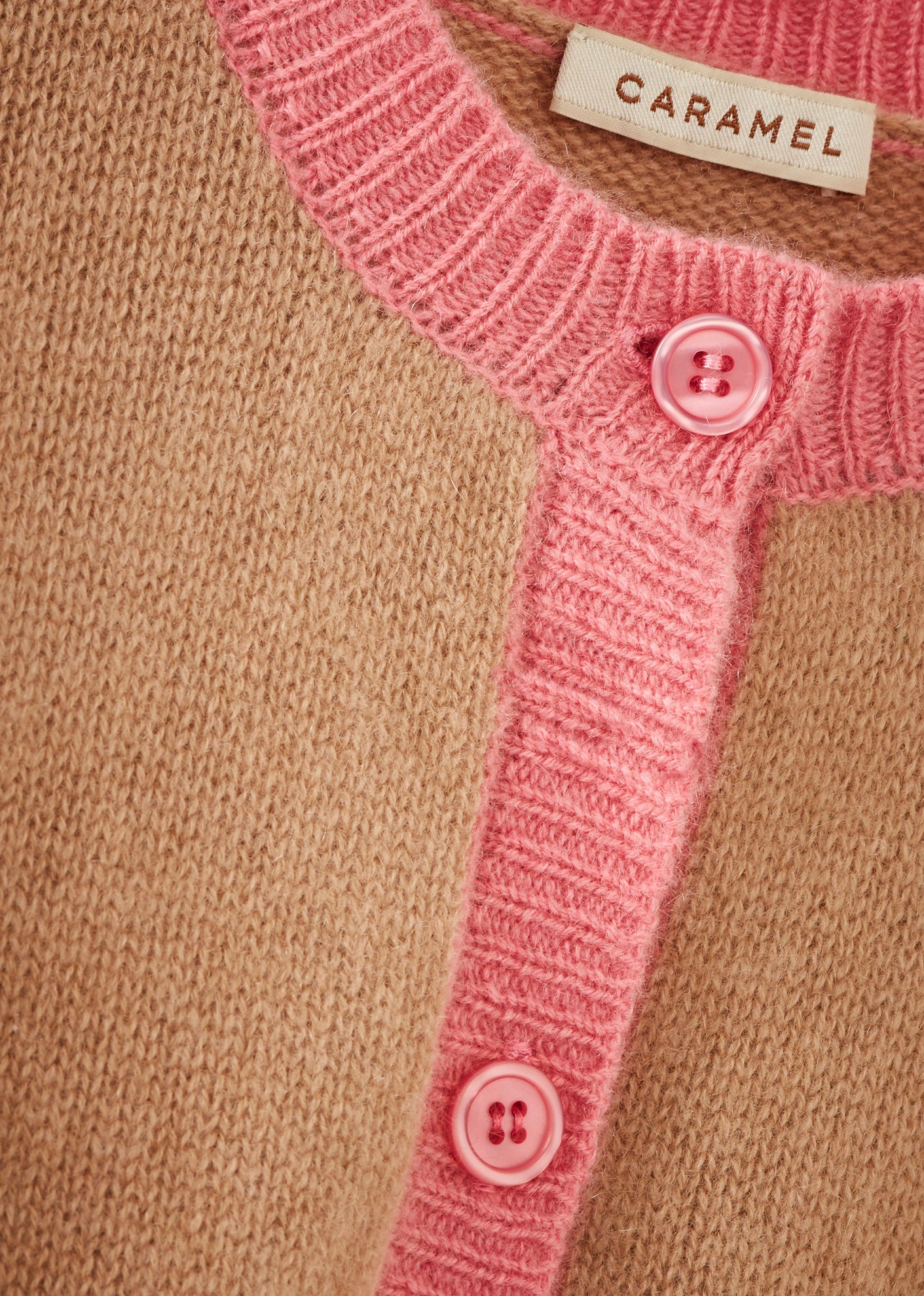 ANISE CARDIGAN- CAMEL/PINK