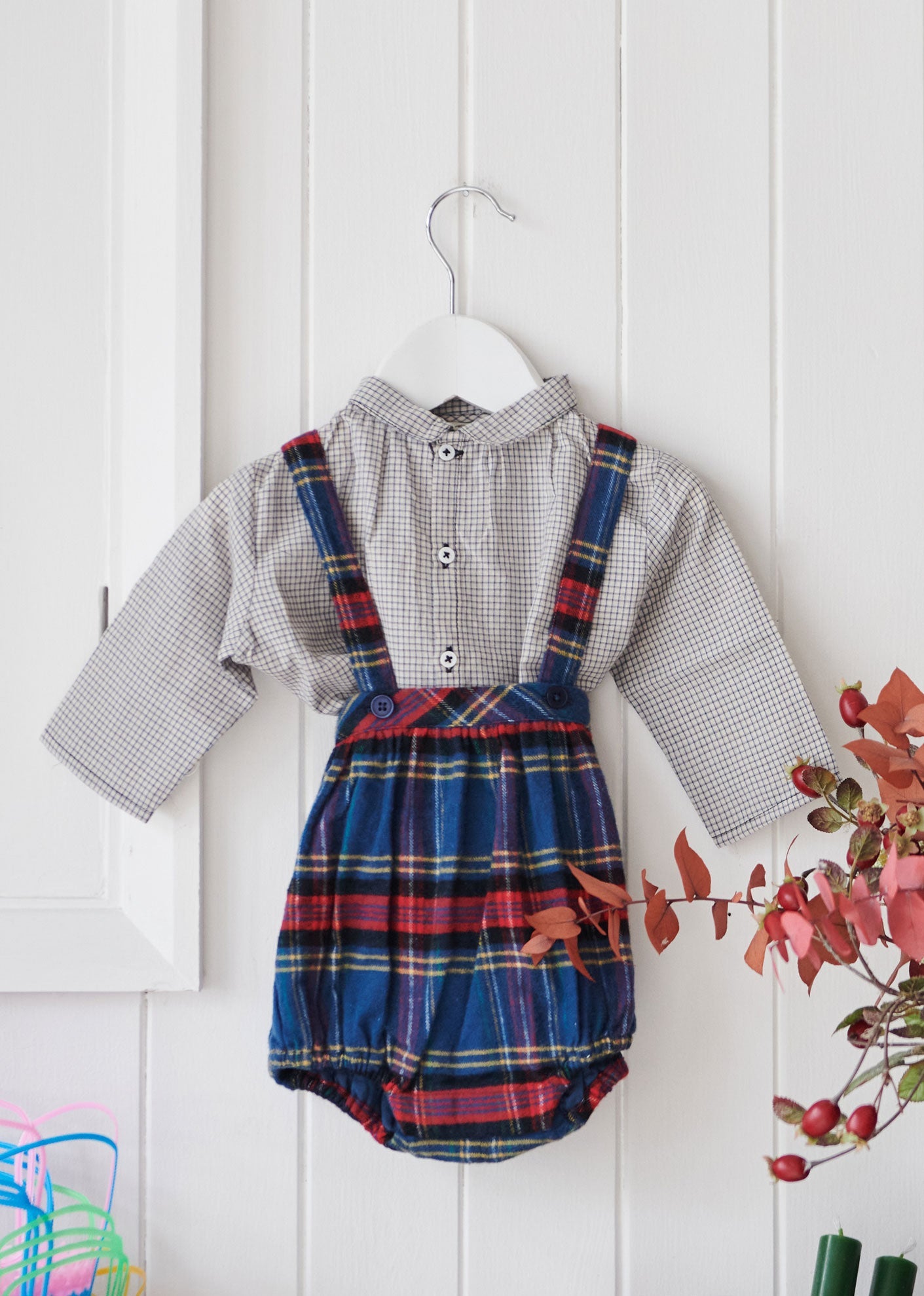 MUSA BABY ROMPER - BLUE TARTAN