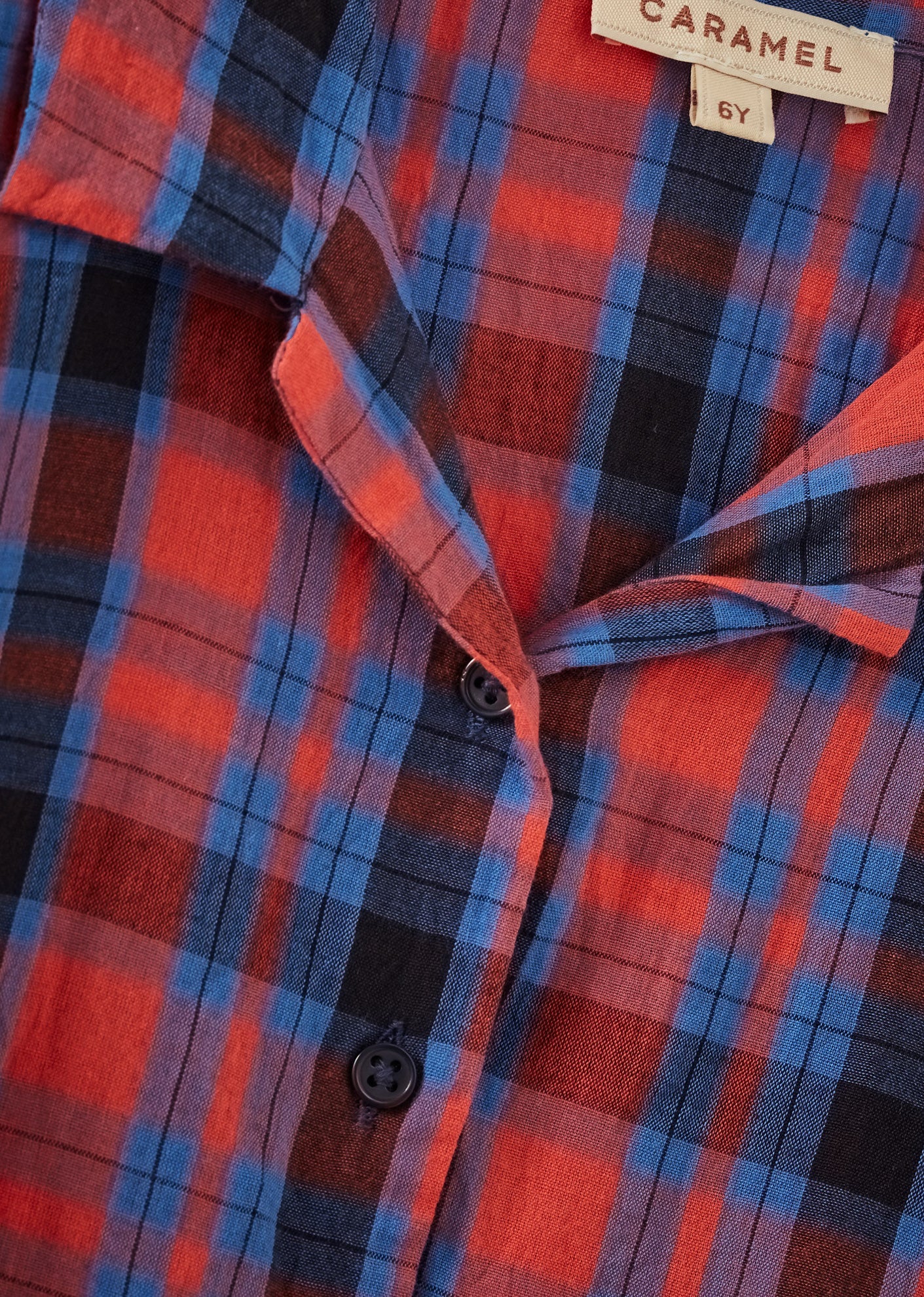 BAMBOO SHIRT - RED/BLUE TARTAN