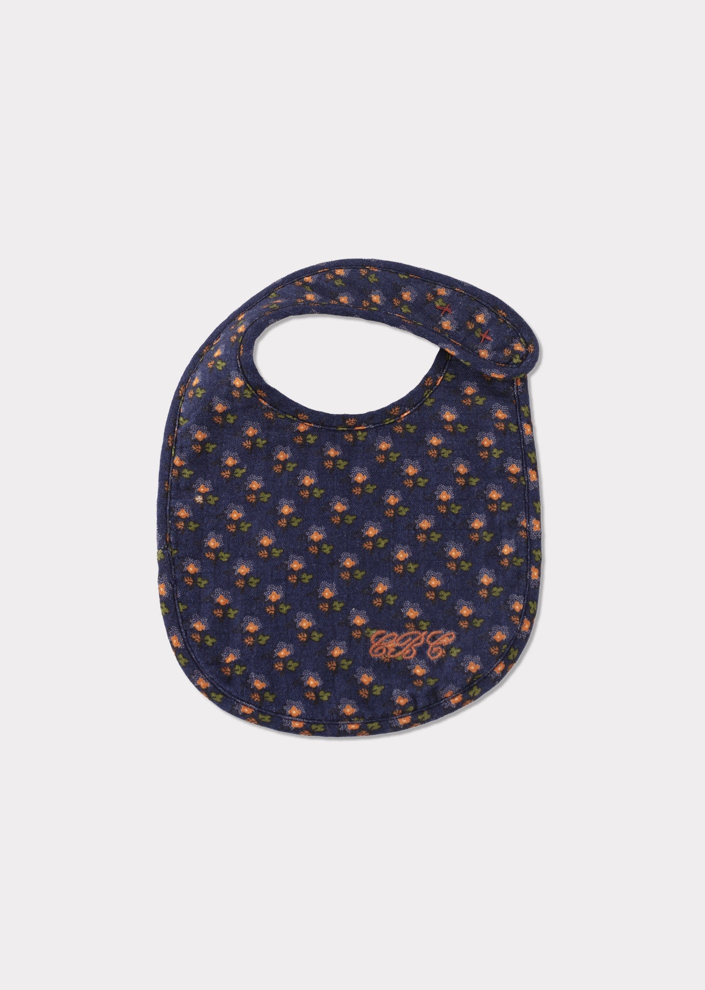 BABY BIB AND MUSLIN SET - NAVY POSY PRINT