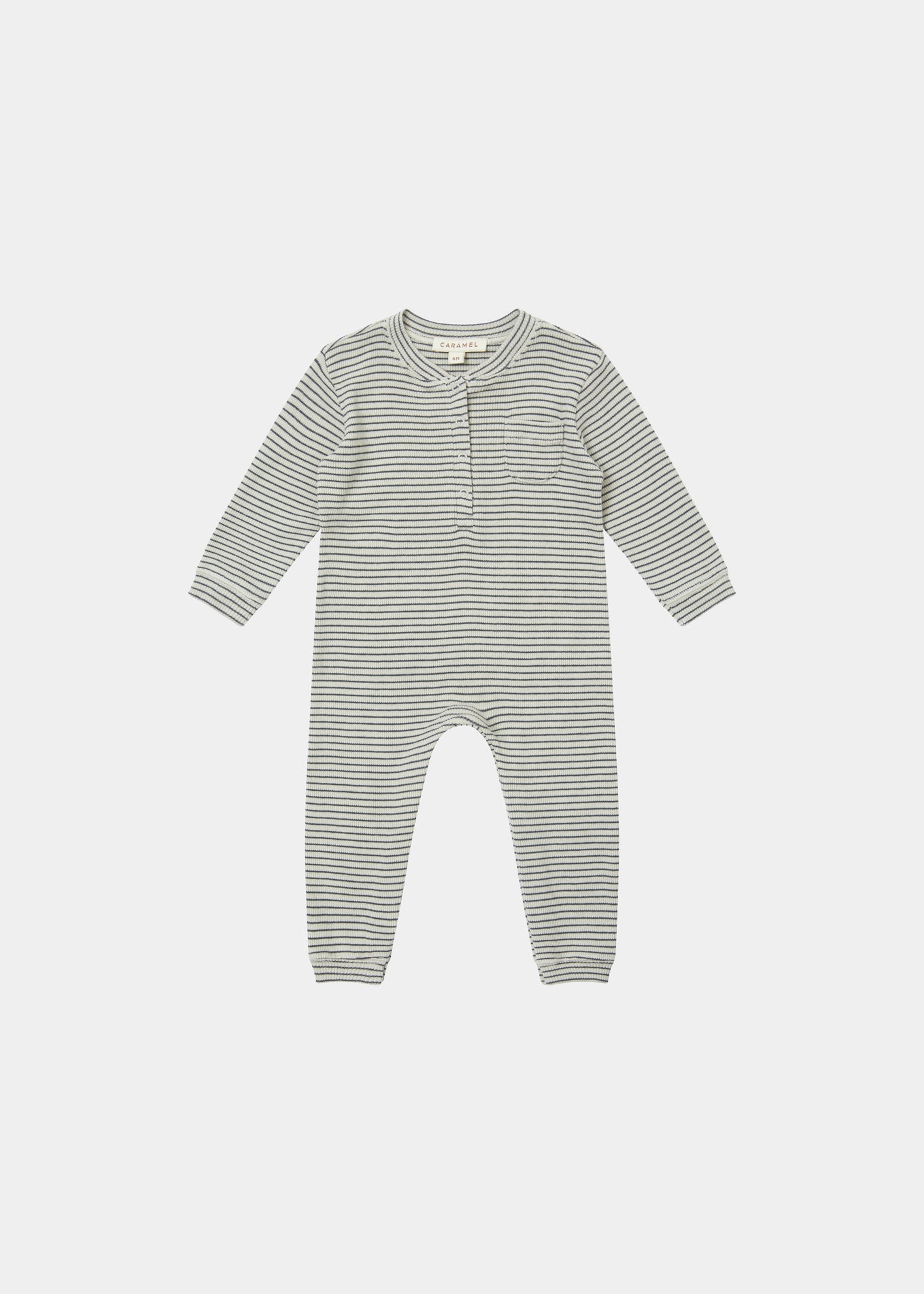 TOADFISH BABY ROMPER - PEBBLE/NAVY STRIPE