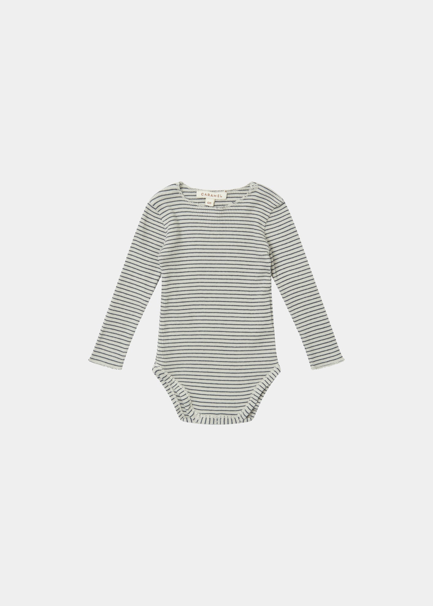 HANAU BABY ROMPER - PEBBLE/NAVY STRIPE