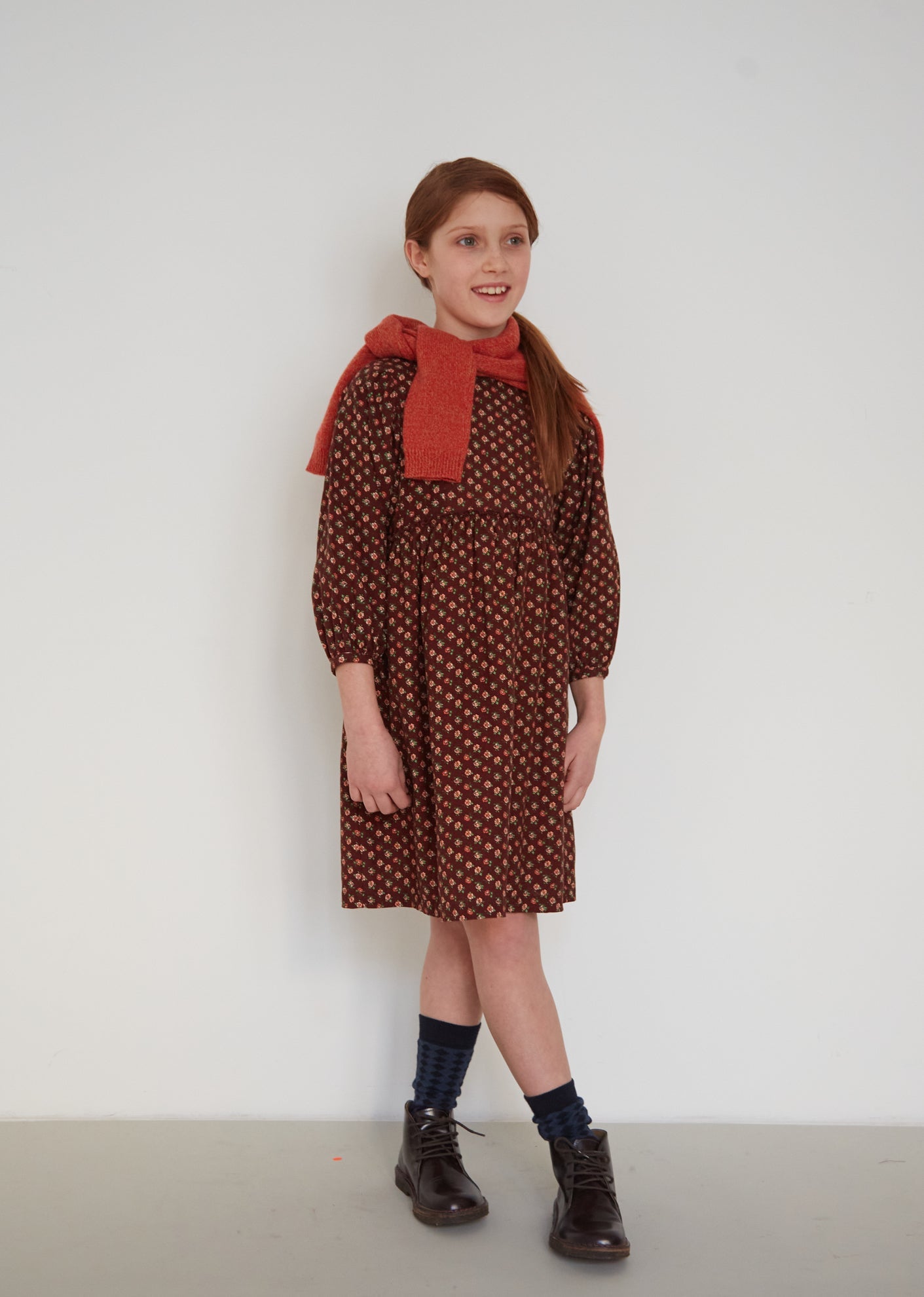 CELESTE GIRL DRESS - CHOCOLATE FLORAL 1