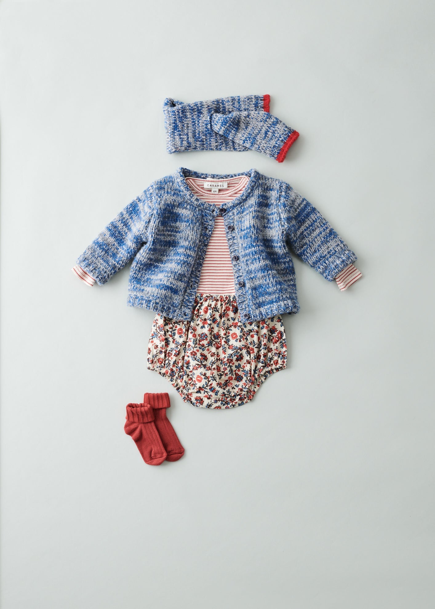 MISTI BABY CARDIGAN - BLUE/ GREY MOULINE 2