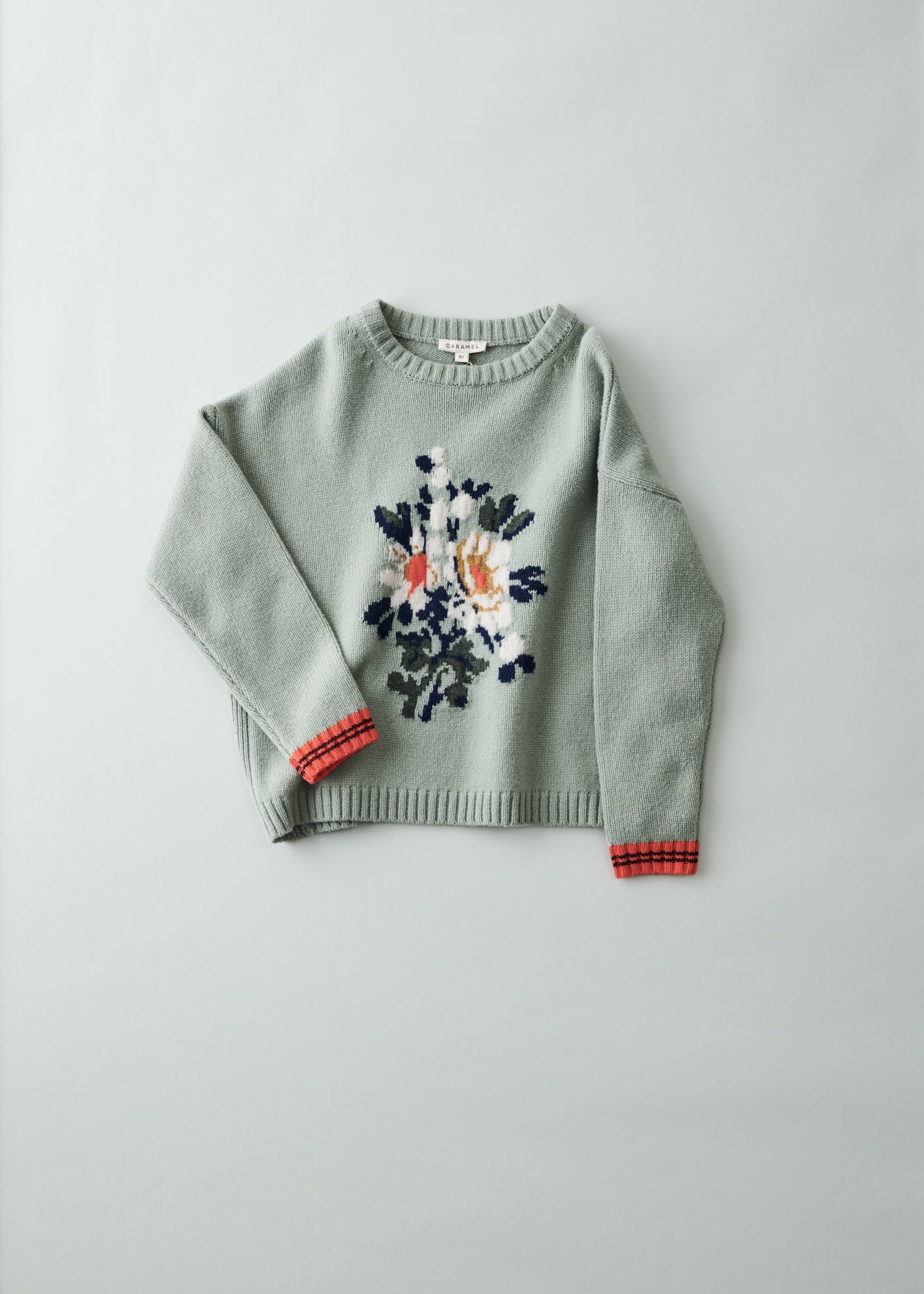 ENA INTARSIA KIDS JUMPER - SAGE GREY BASE/MULTI 3