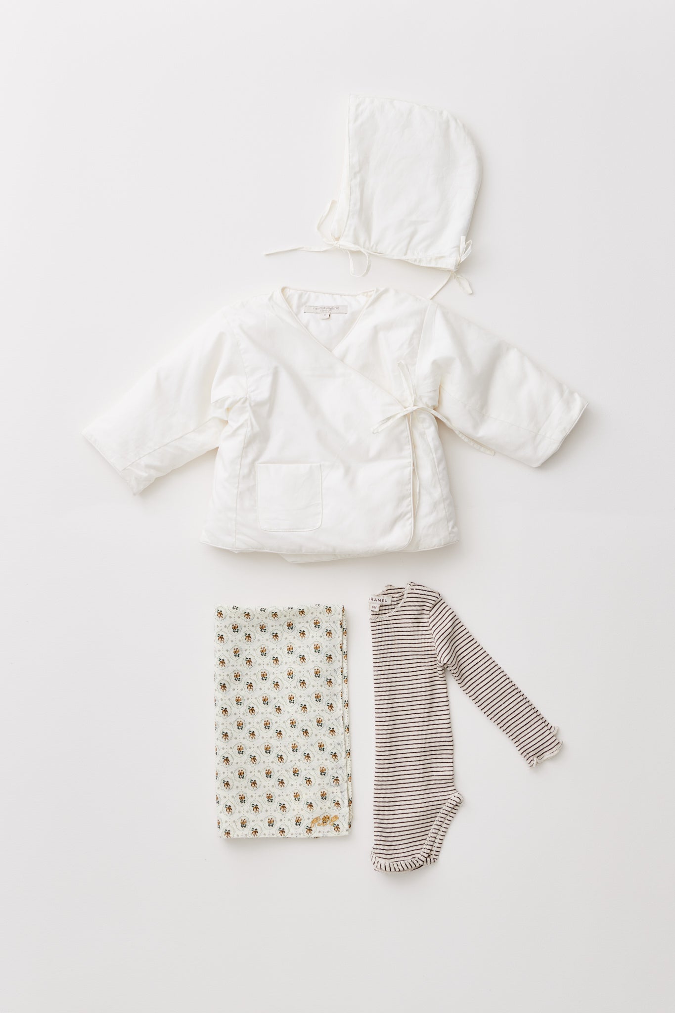 DOWN FILLED BABY JACKET AND BONNET - CREAM