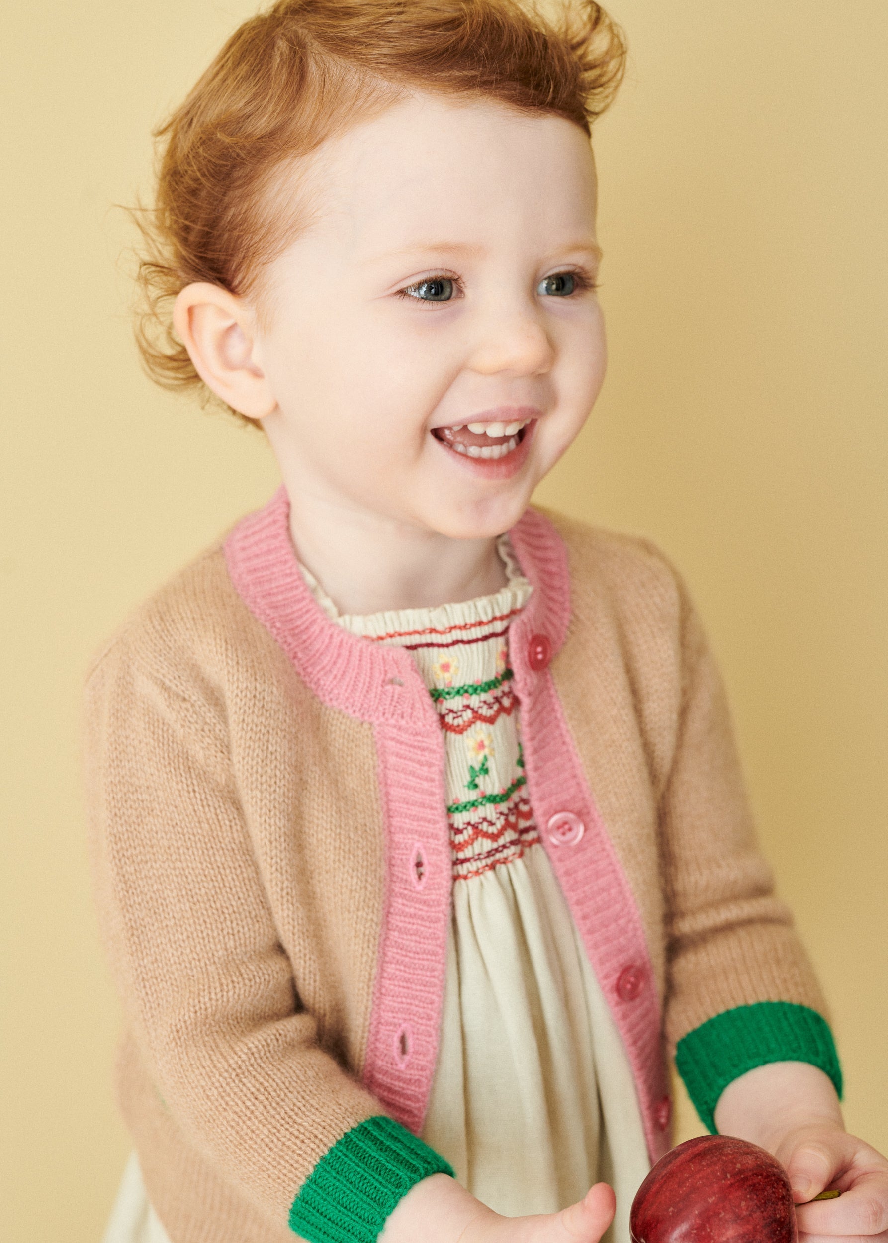 ANISE BABY CARDIGAN - CAMEL/PINK