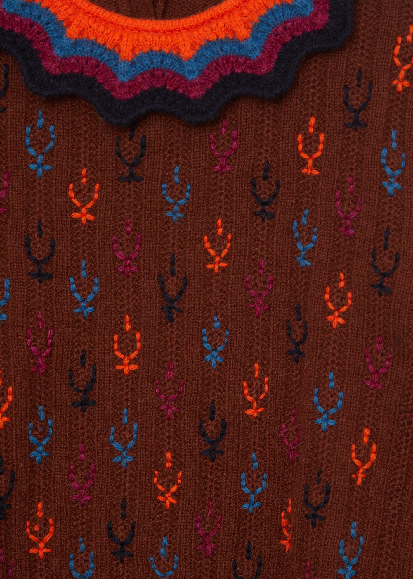 WOMAN EMBROIDERY JUMPER - NUTMEG