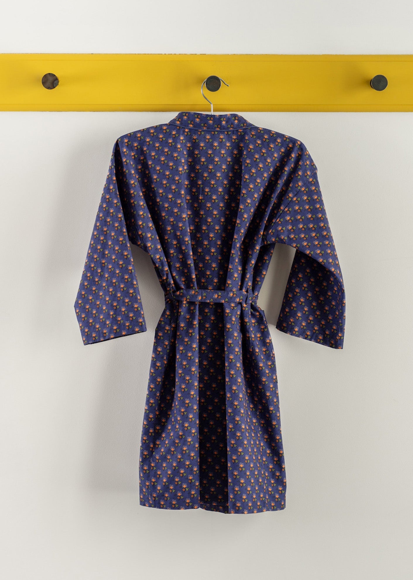 CHILDREN NIGHT ROBE - NAVY POSY PRINT