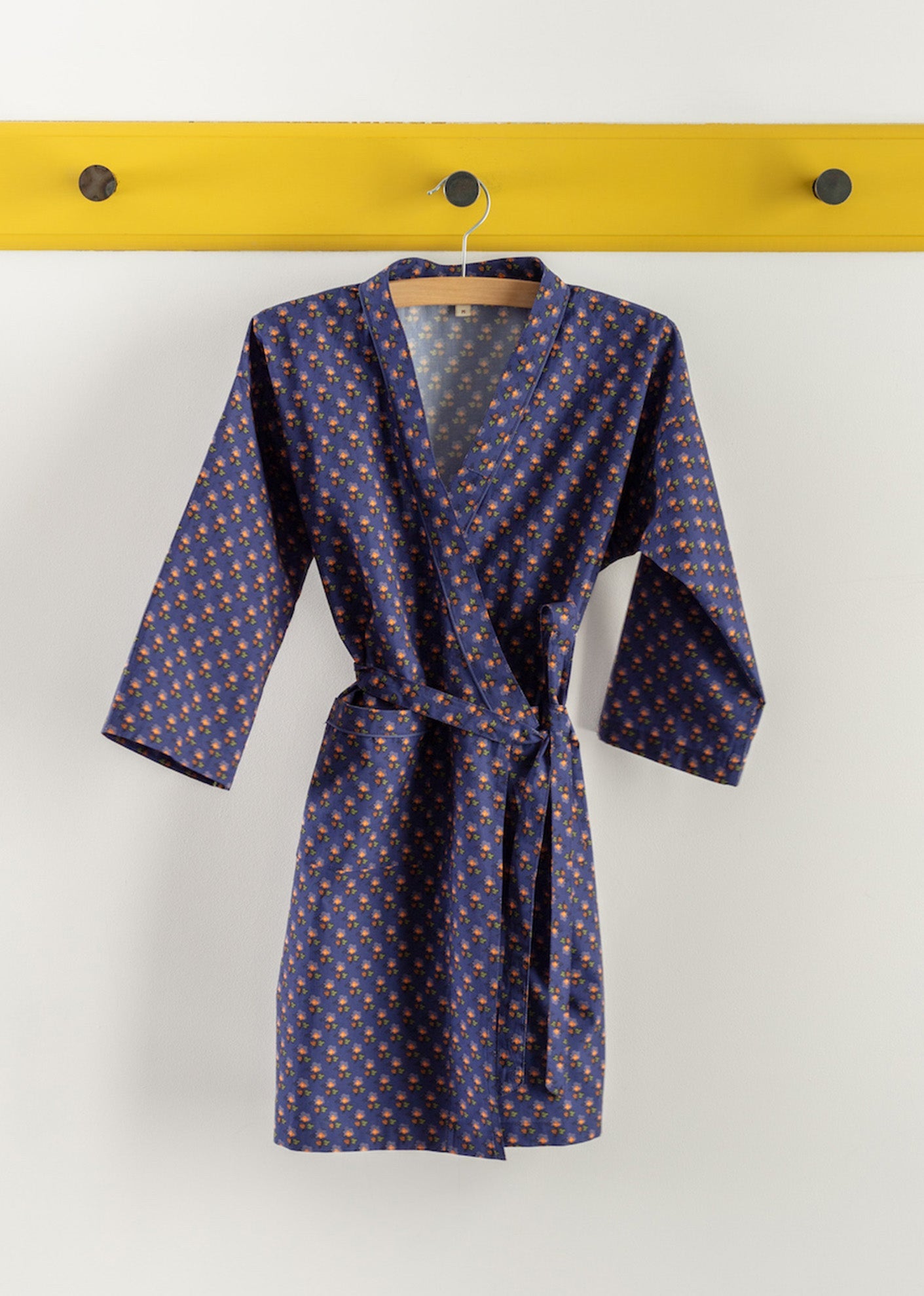 CHILDREN NIGHT ROBE - NAVY POSY PRINT