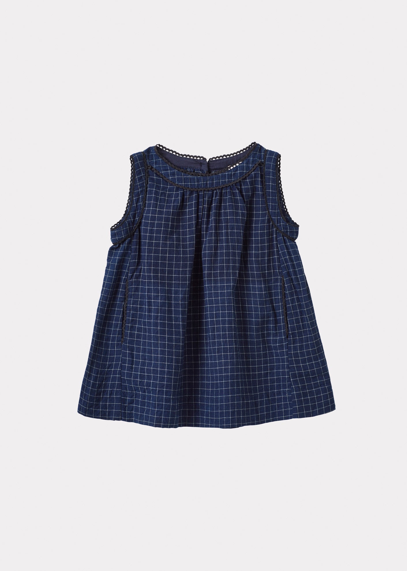 GINGER BABY DRESS - NAVY YARN DYED CHECK