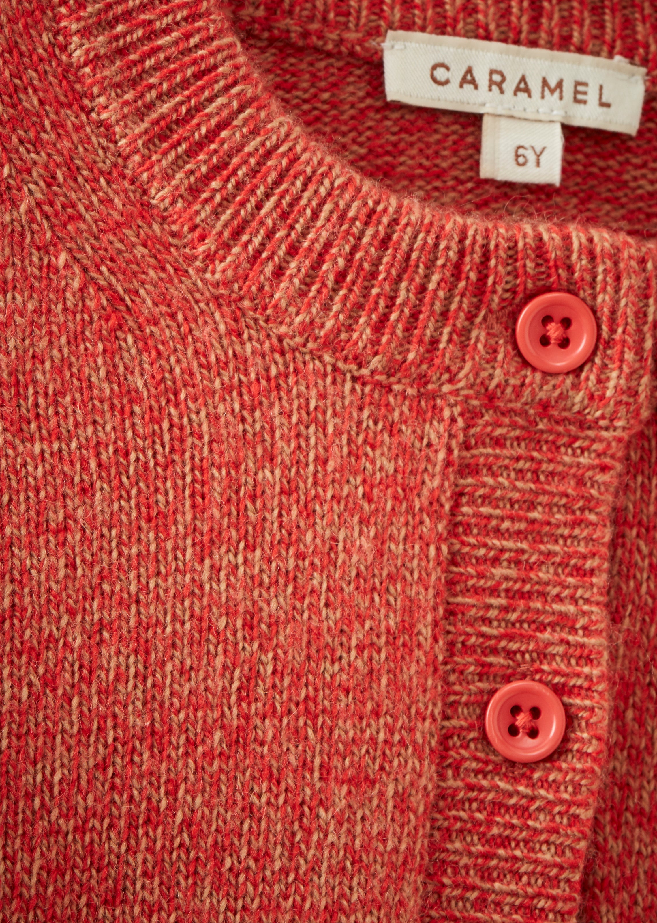 HONEY KIDS CARDIGAN - TOMATO/CAMEL MOULINE 4