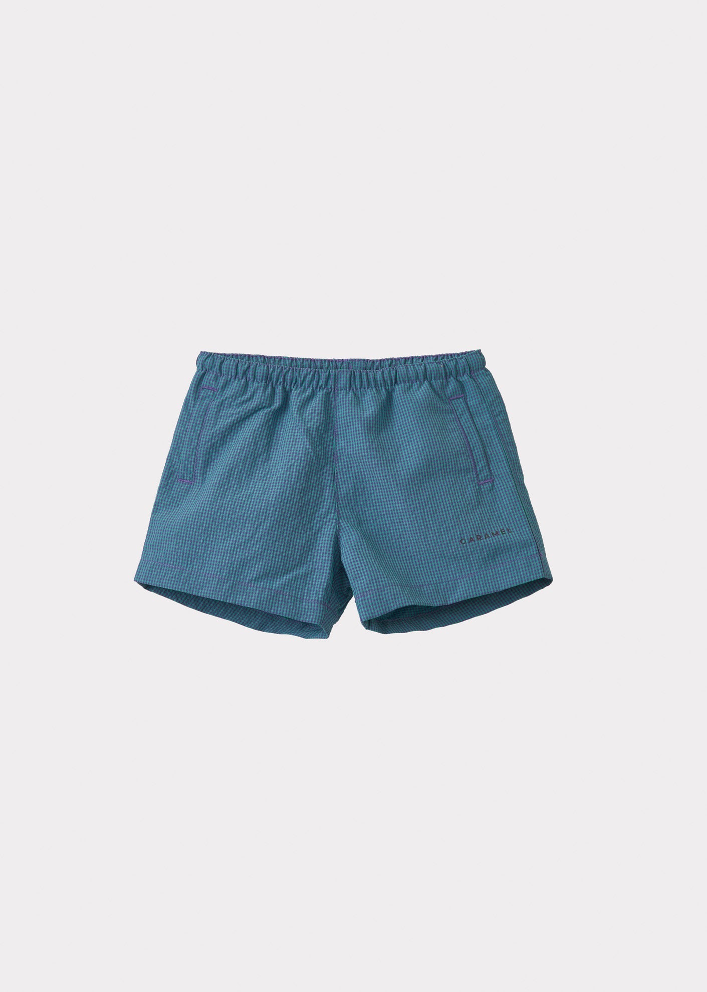 KOHLRABI BABY SWIM SHORTS - AQUA/PURPLE CHECK